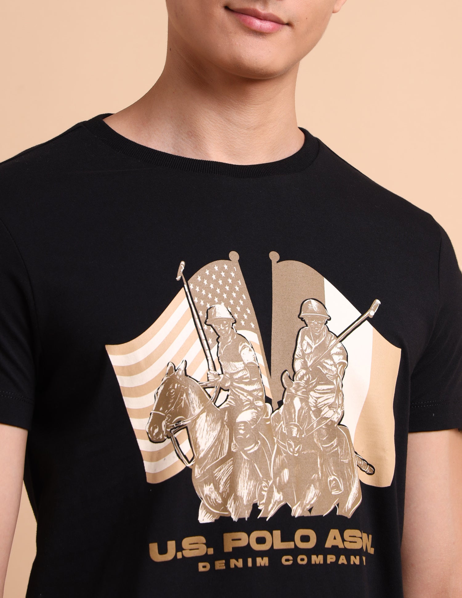 Pure Cotton Brand Printed T-Shirt Black - U.S. POLO ASSN. | Large