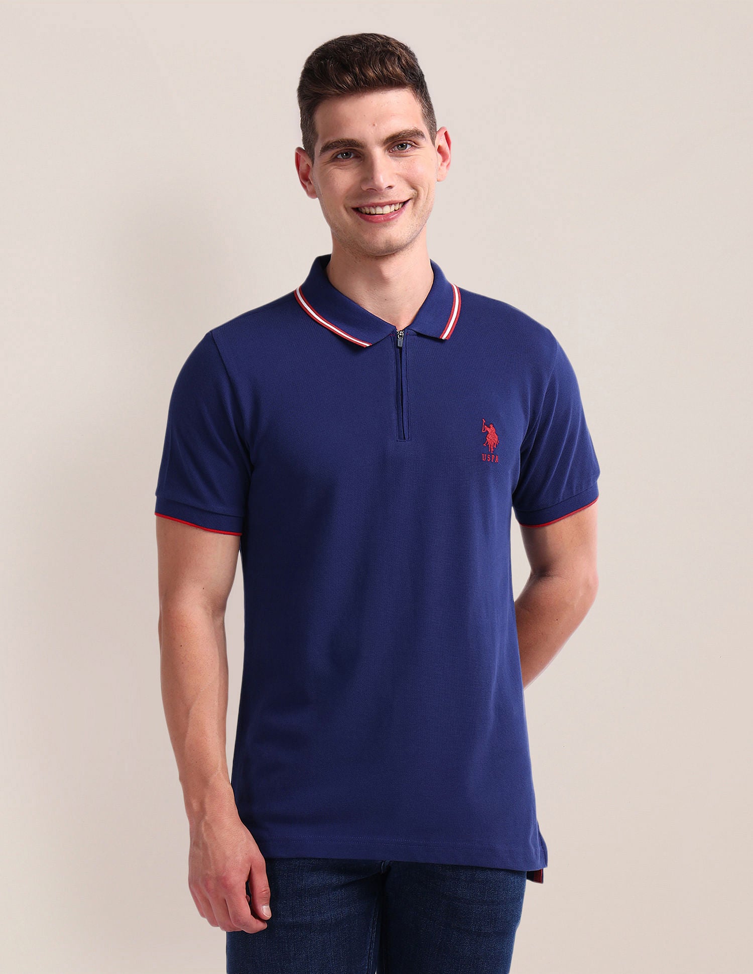 Pure Cotton Solid Polo Shirt Purple - U.S. Polo Assn. India | Large