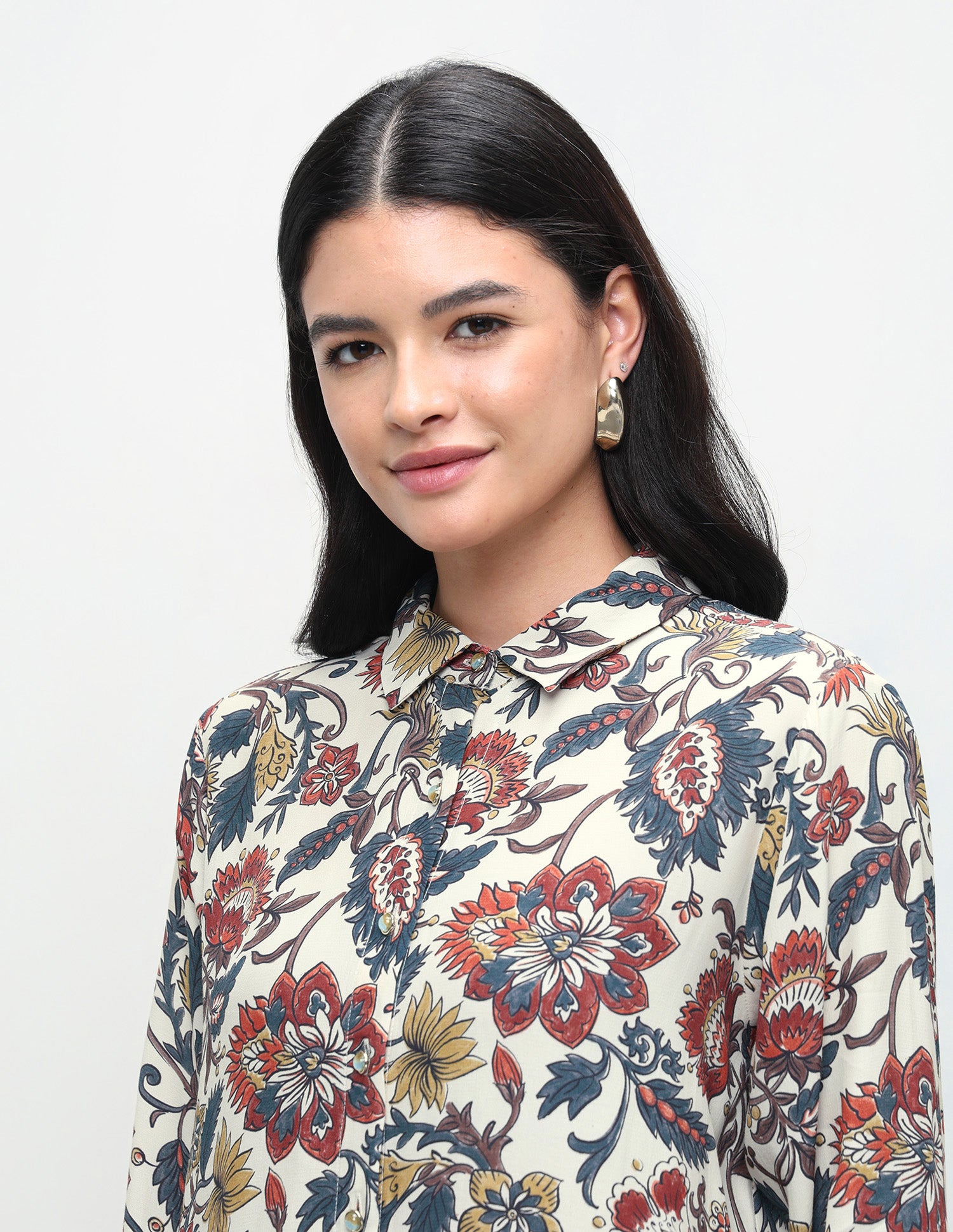 Floral Printed Regular Fit Shirt White - U.S. Polo Assn. India | Large