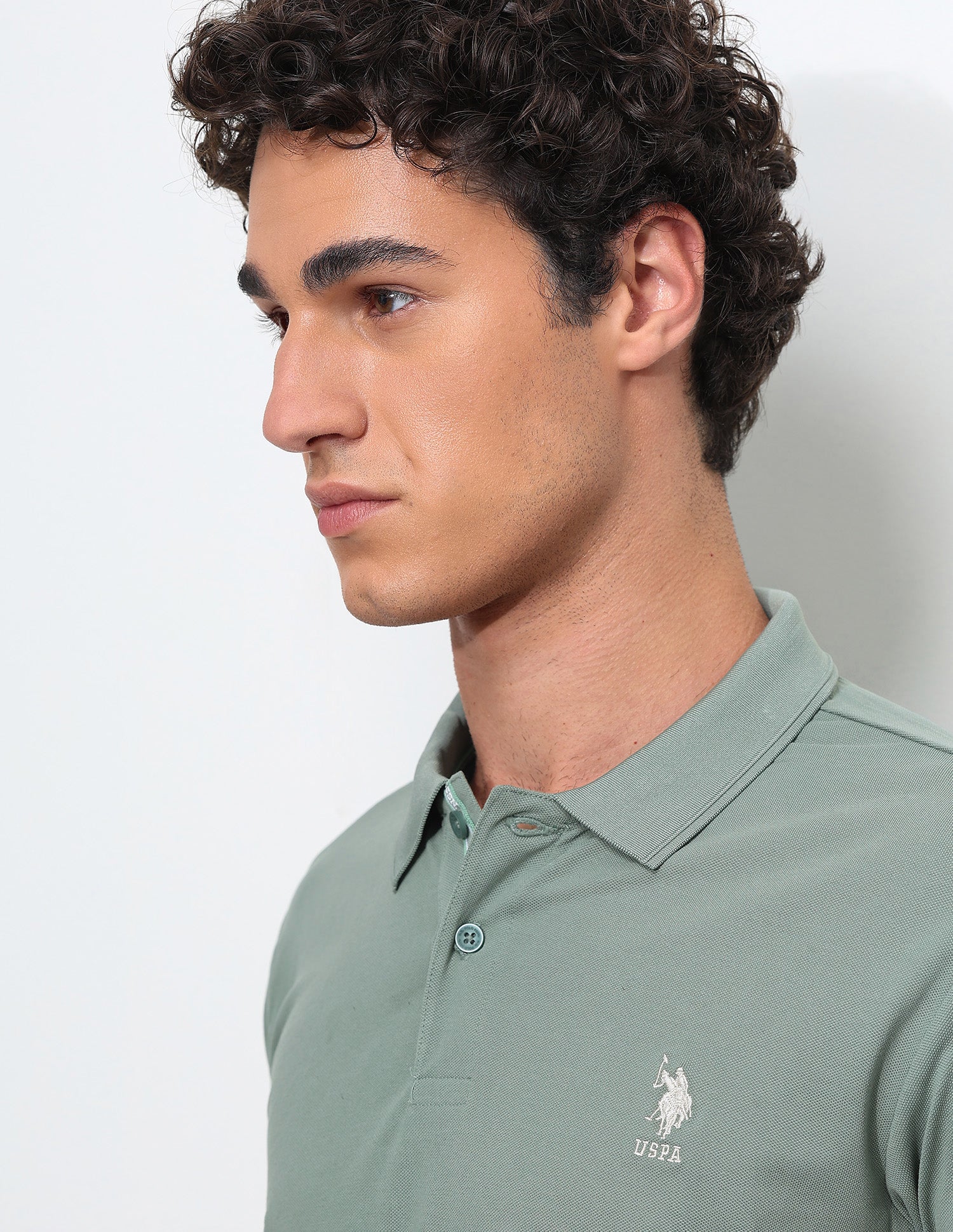 Solid Slim Fit Polo Shirt Green - U.S. Polo Assn. India | Large
