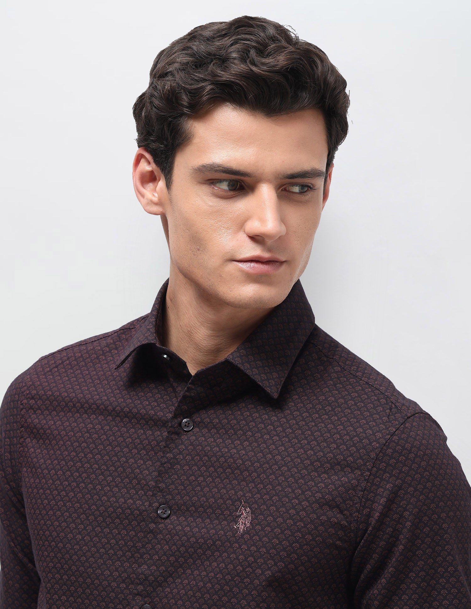 Dobby Regular Fit Shirt Maroon - U.S. Polo Assn. India | Large