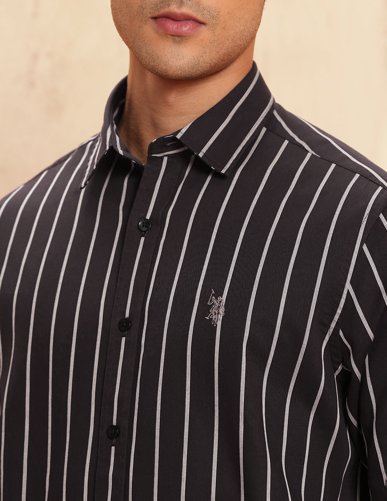 Tailored Fit Vertical Striped Shirt Choco - U.S. POLO ASSN. | Large