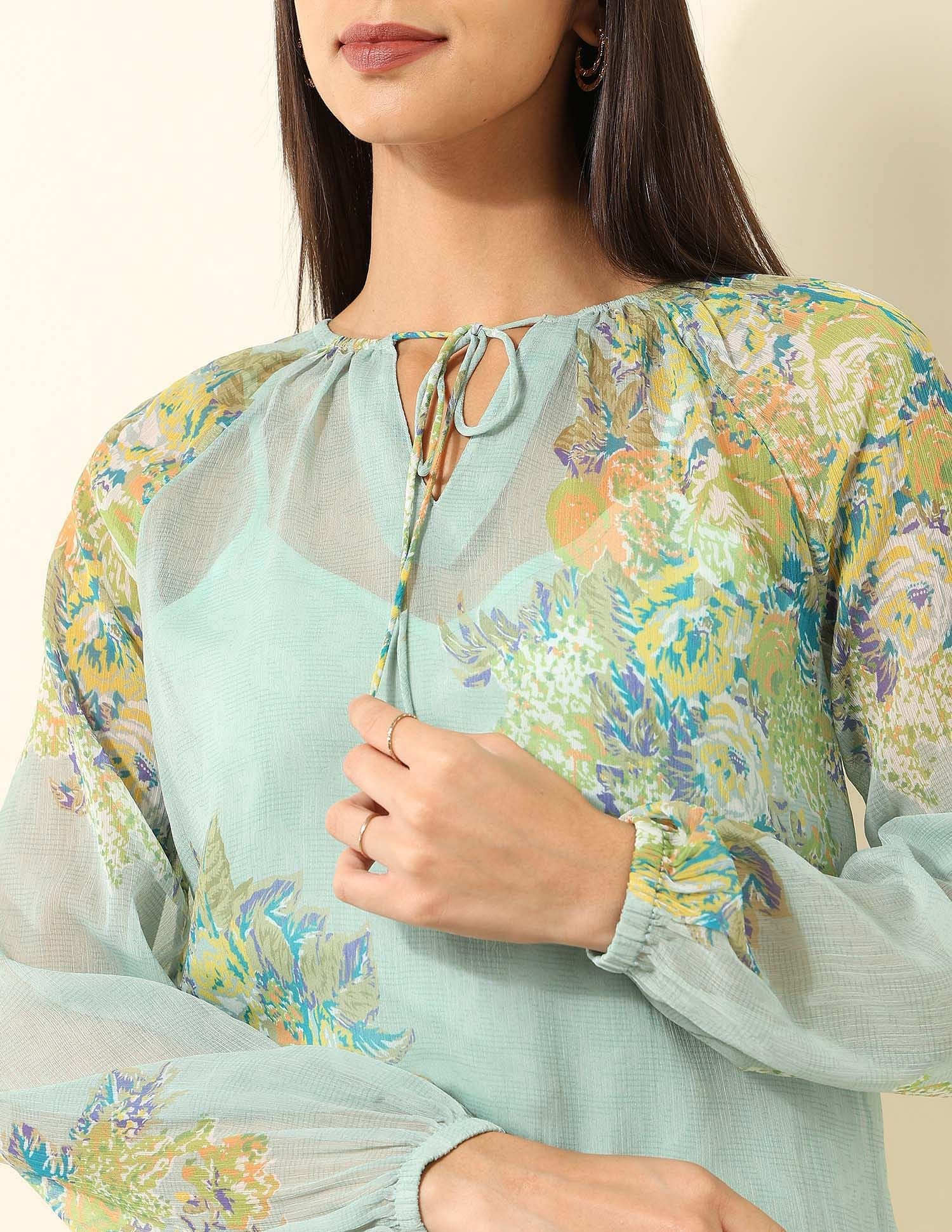 Abstract Printed Chiffon Top Multicolour - U.S. POLO ASSN. | Large