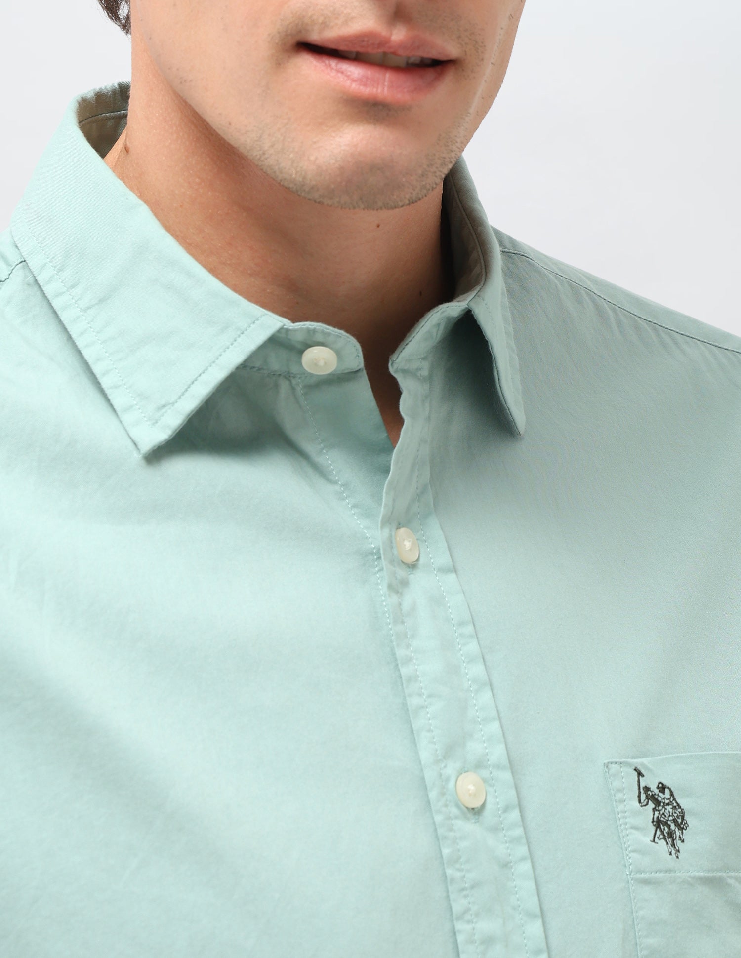 Twill Solid Shirt Mint - U.S. Polo Assn. India | Large