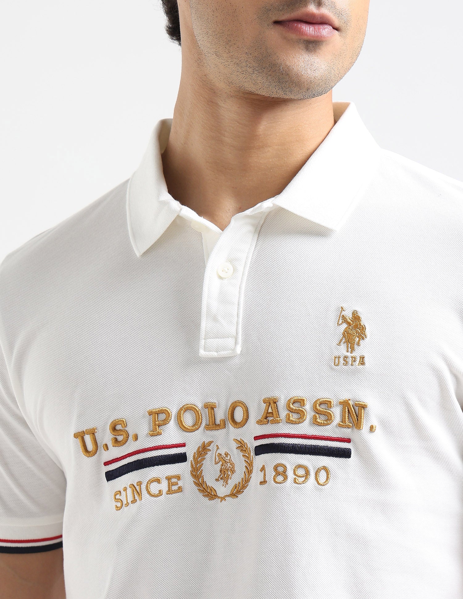 Brand Embroidered Regular Fit Polo Shirt Off White - U.S. POLO ASSN. | Large