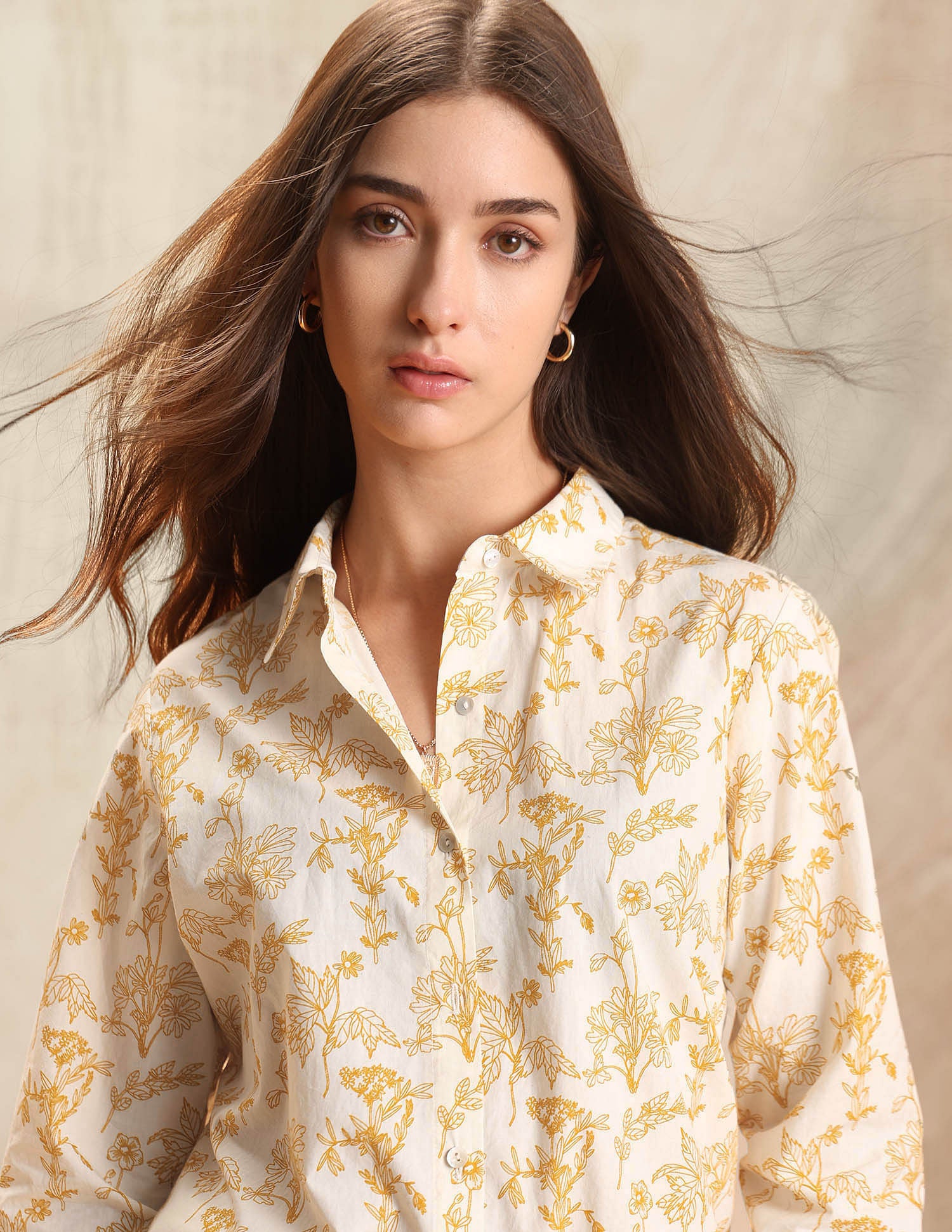 Regular Fit Floral Printed Shirt Ecru - U.S. POLO ASSN. | Large