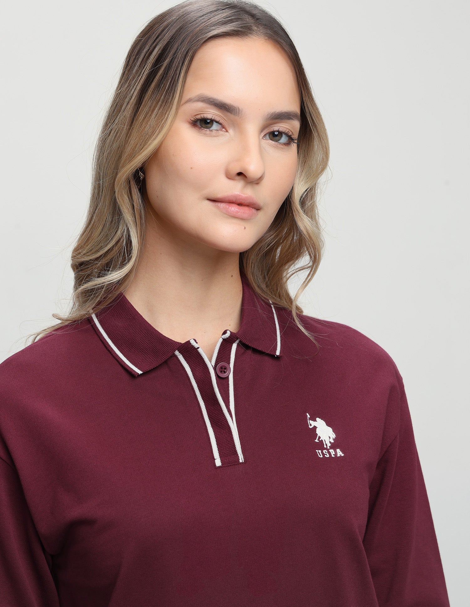 Solid Regular Fit Sweatshirt Maroon - U.S. Polo Assn. India | Large