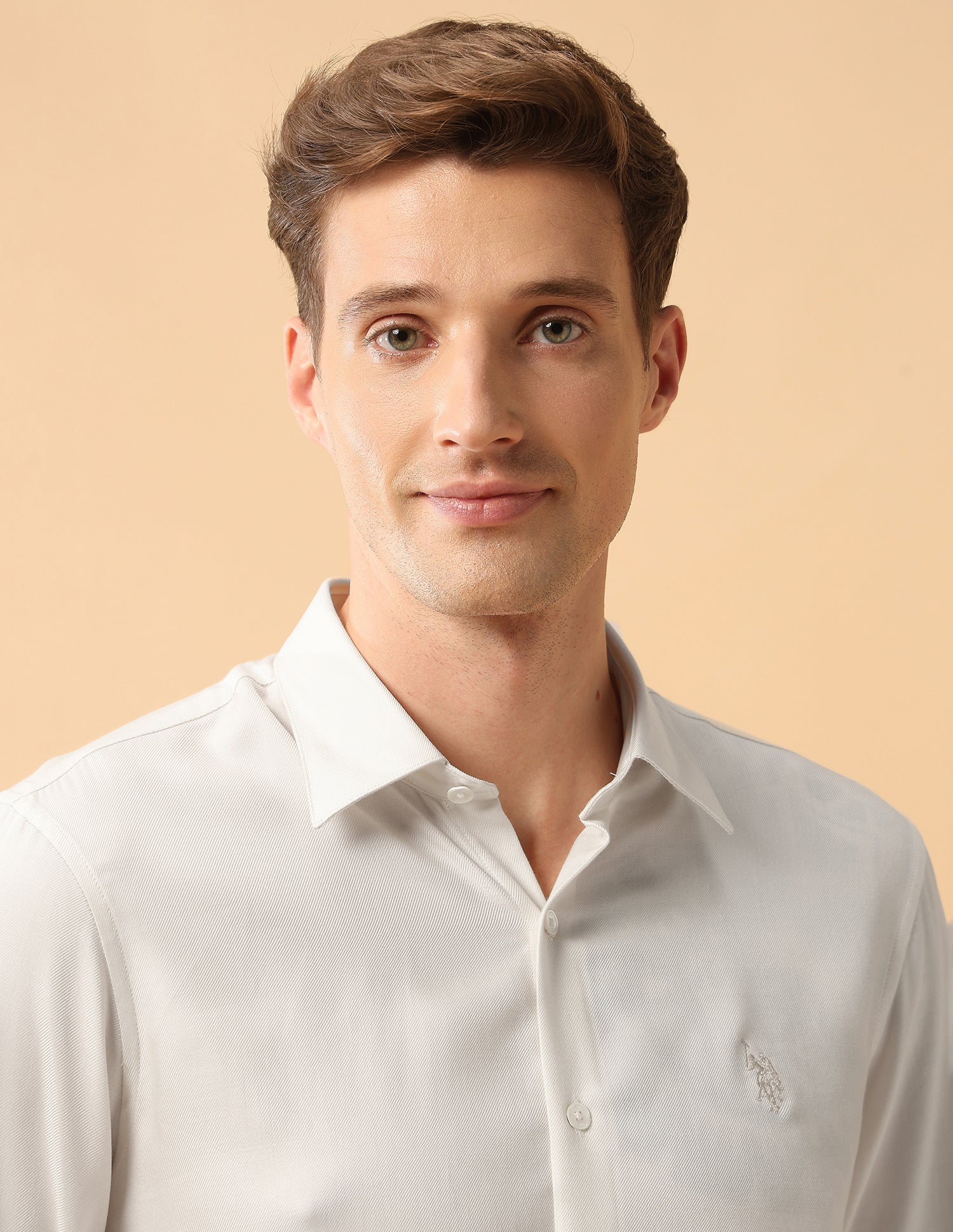 Pacho X Twill Tailored Fit Shirt Ivory - U.S. Polo Assn. India | Large