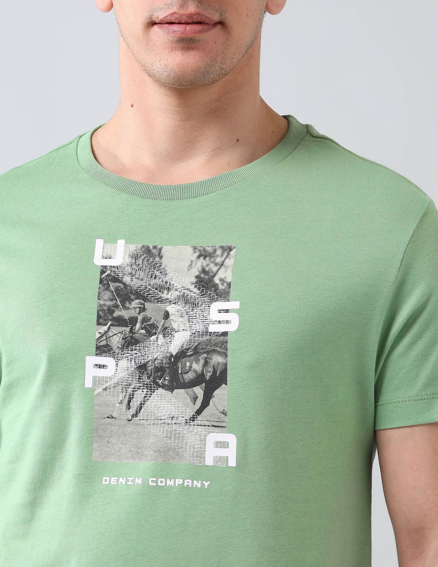 Muscle Fit Brand Printed T-Shirt Green - U.S. Polo Assn. India | Large