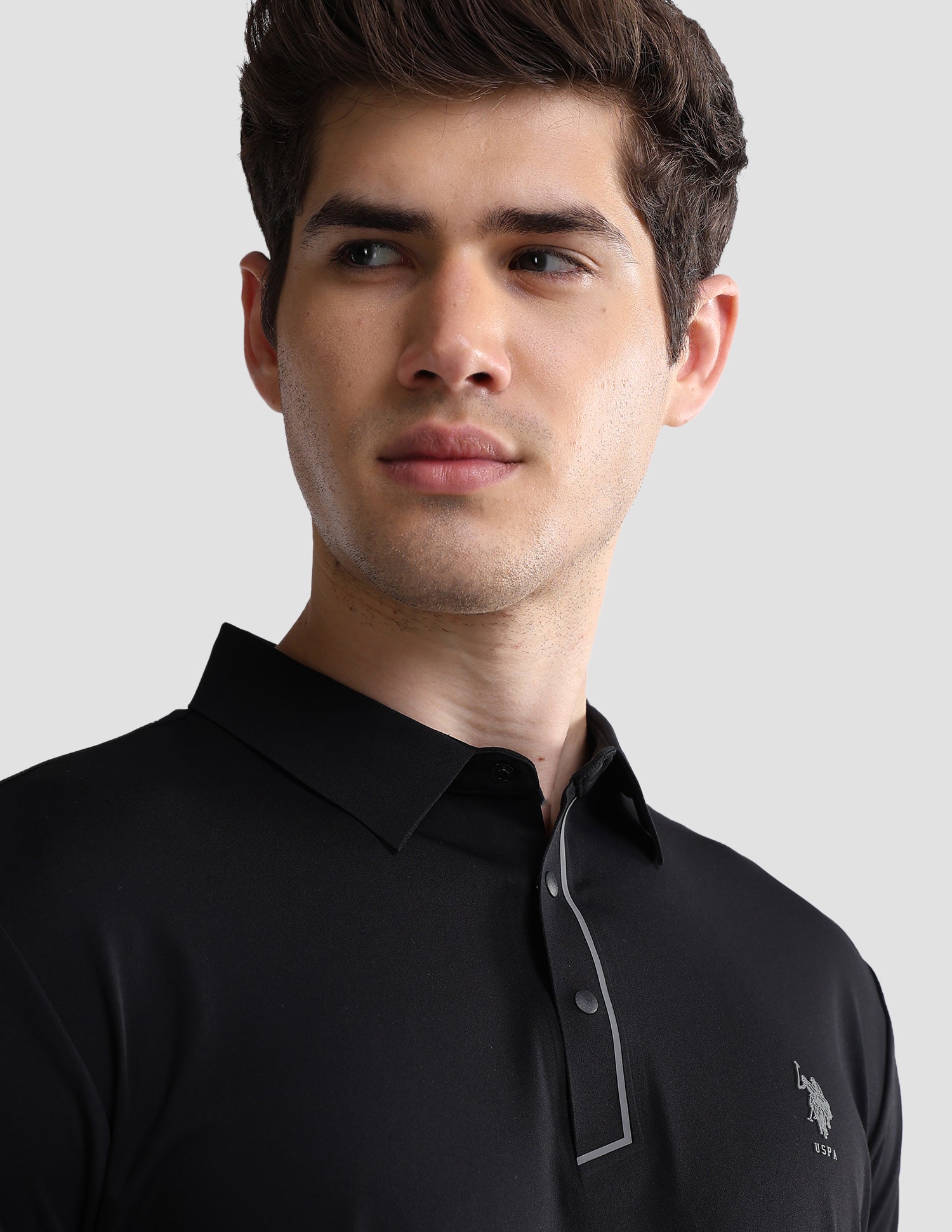 Solid Slim Fit Active Polo Shirt Black - U.S. Polo Assn. India | Large