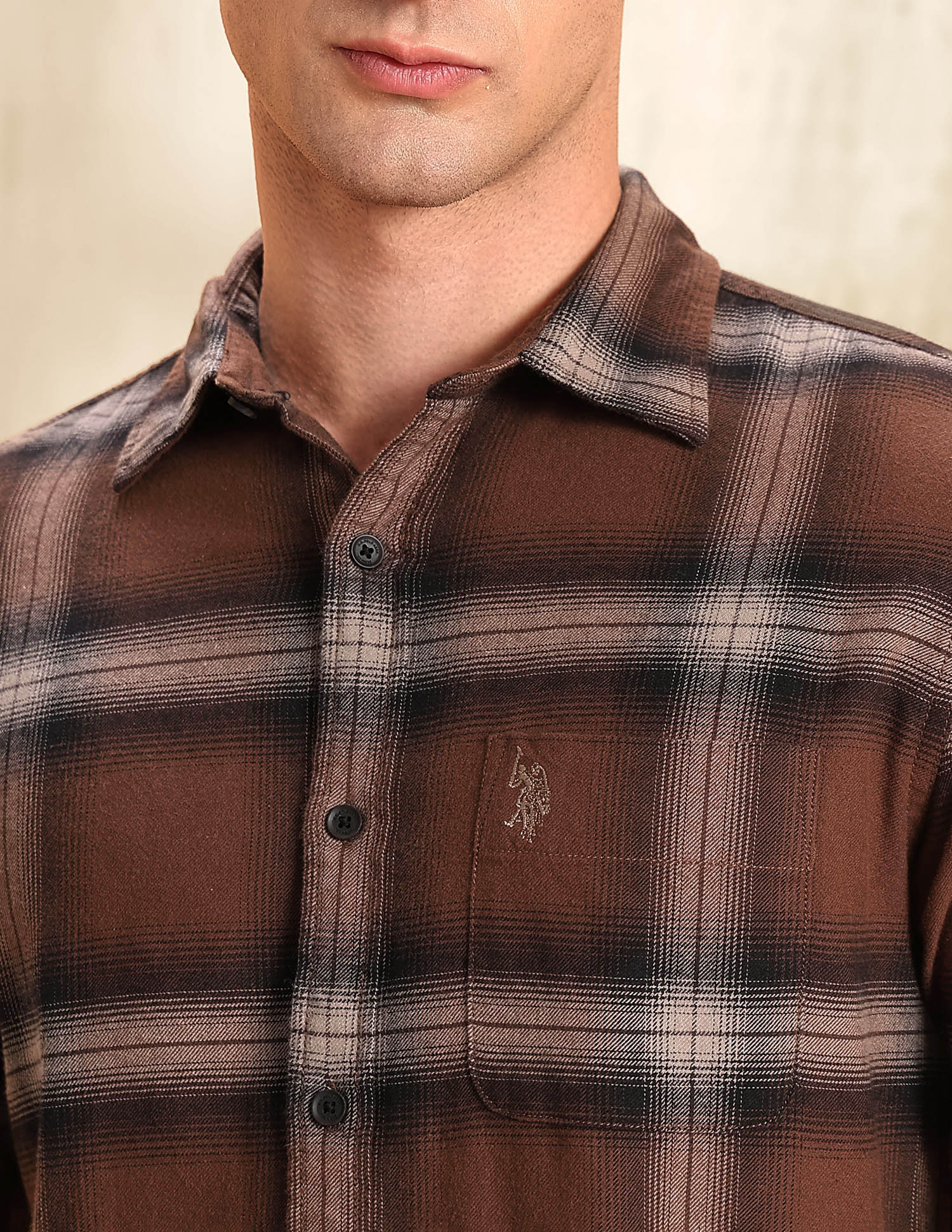 Tartan Checked Legend Of Horseshoe Shirt Rust - U.S. POLO ASSN. | Large