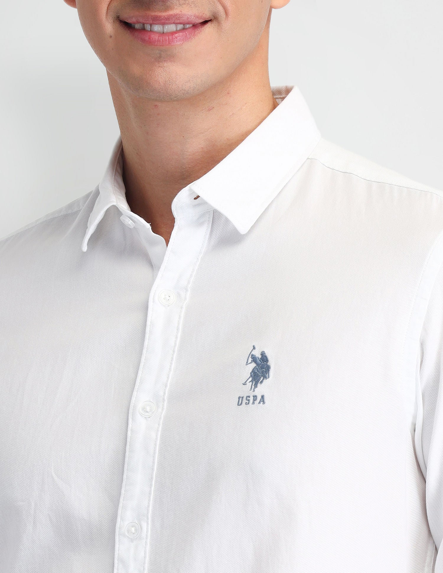 Pure Cotton Solid Shirt White - U.S. Polo Assn. India | Large
