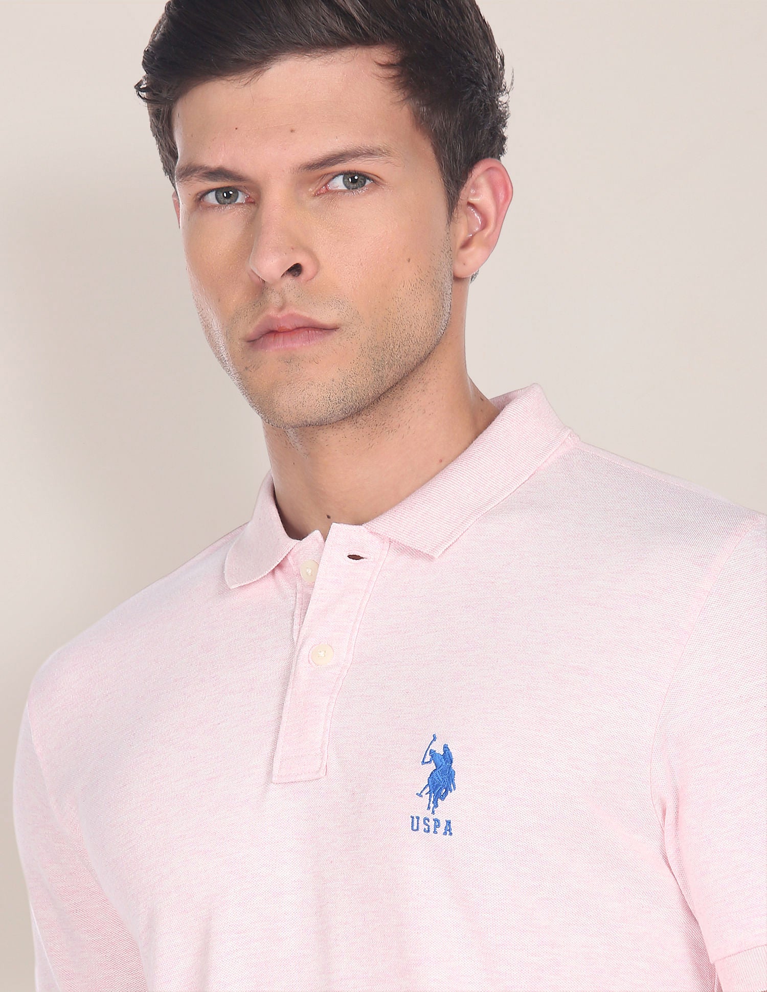 Cotton Bamboo Stretch Polo Shirt Light Pink - U.S. Polo Assn. India | Large