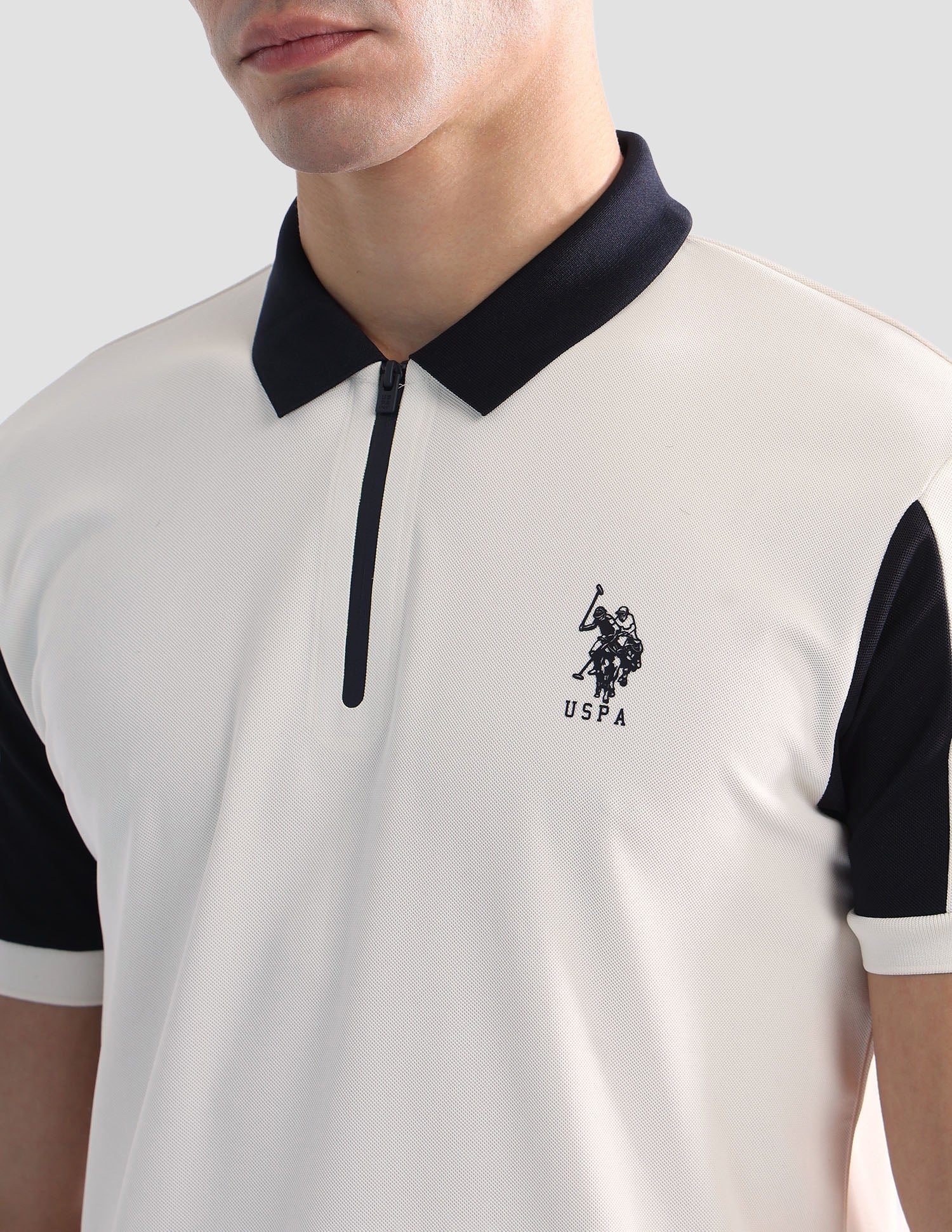 Solid Regular Fit Active Polo Shirt Off White - U.S. POLO ASSN. | Large