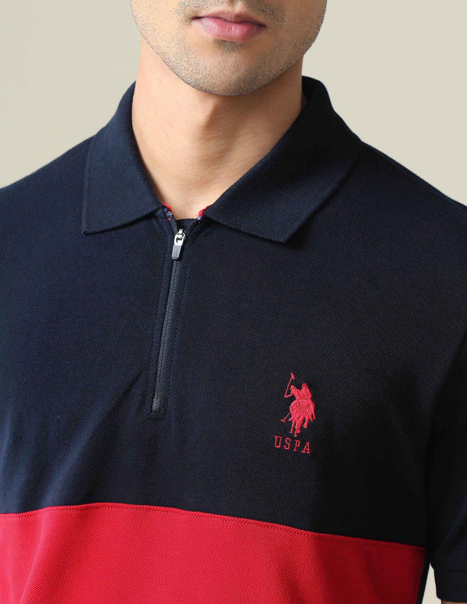 Colour Block Slim Polo Shirt Navy - U.S. POLO ASSN. | Large