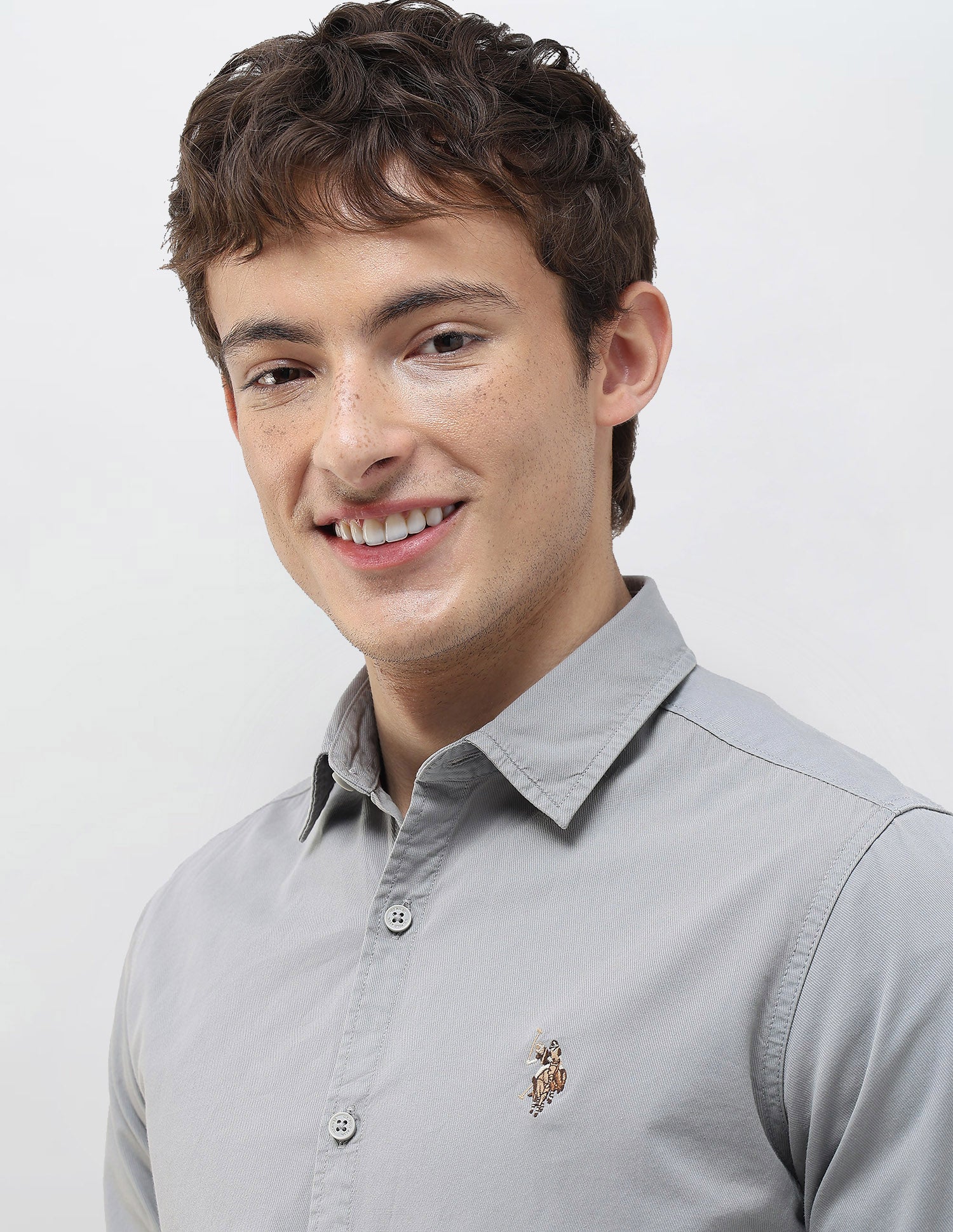 Twill Regular Fit Shirt Grey - U.S. Polo Assn. India | Large