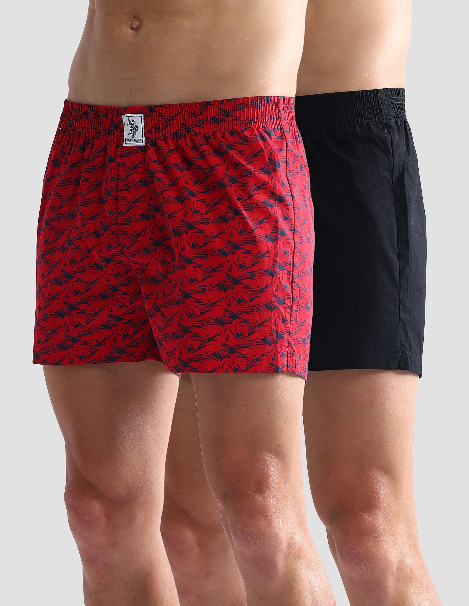 Mid Rise Soft Cotton OEX02 Boxers - Pack Of 2 Red and Black - U.S. POLO ASSN. | Large