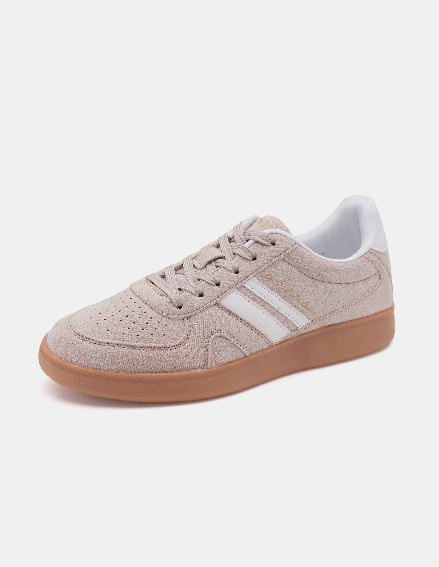 Women Round Toe Edda Striped Sneakers Beige - U.S. Polo Assn. India | Large