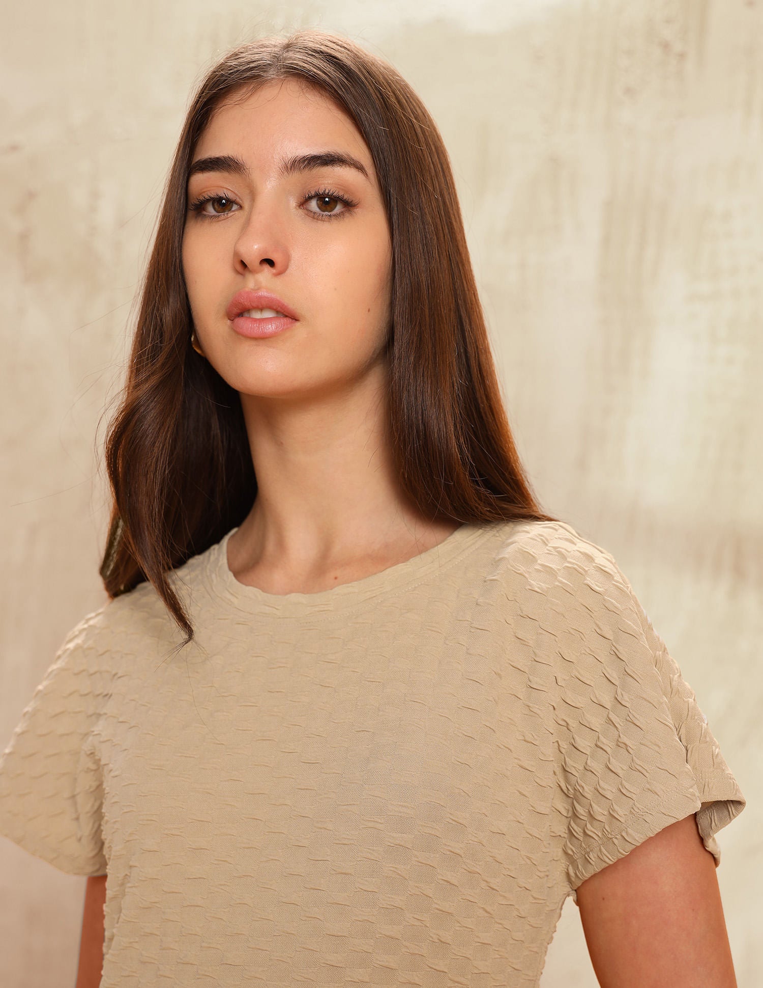 Textured Midi Shift Dress Beige - U.S. Polo Assn. India | Large