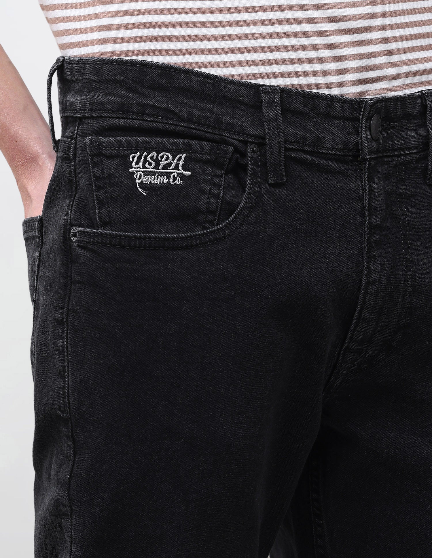 Cole Comfort Cropped Fit Black Jeans Black - U.S. Polo Assn. India | Large