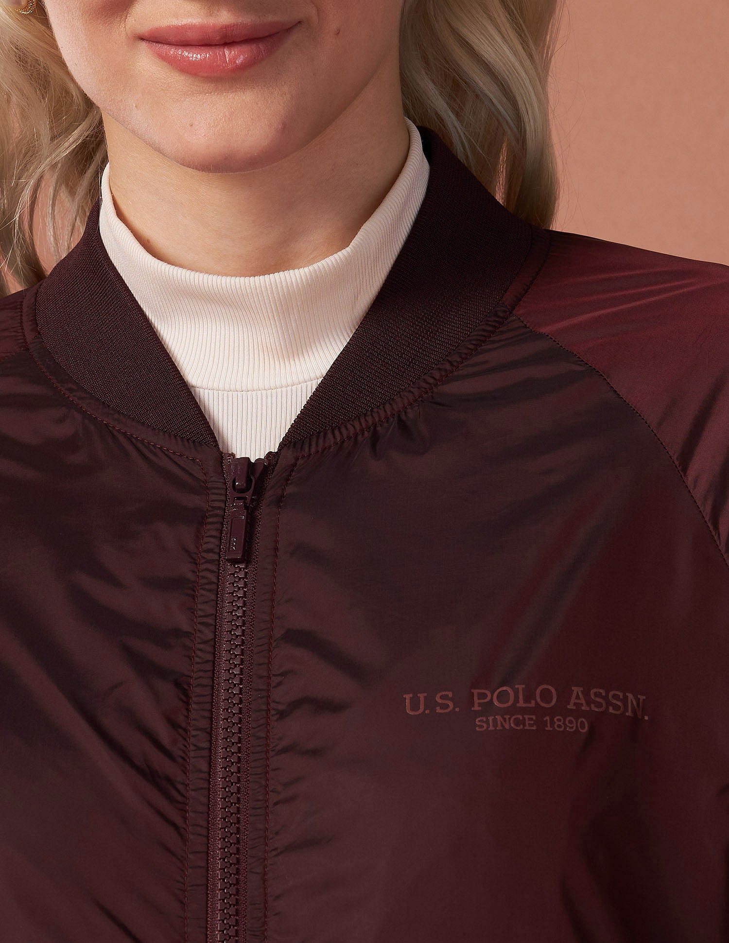 Metallic Bomber Jacket Wine - U.S. POLO ASSN. | Large