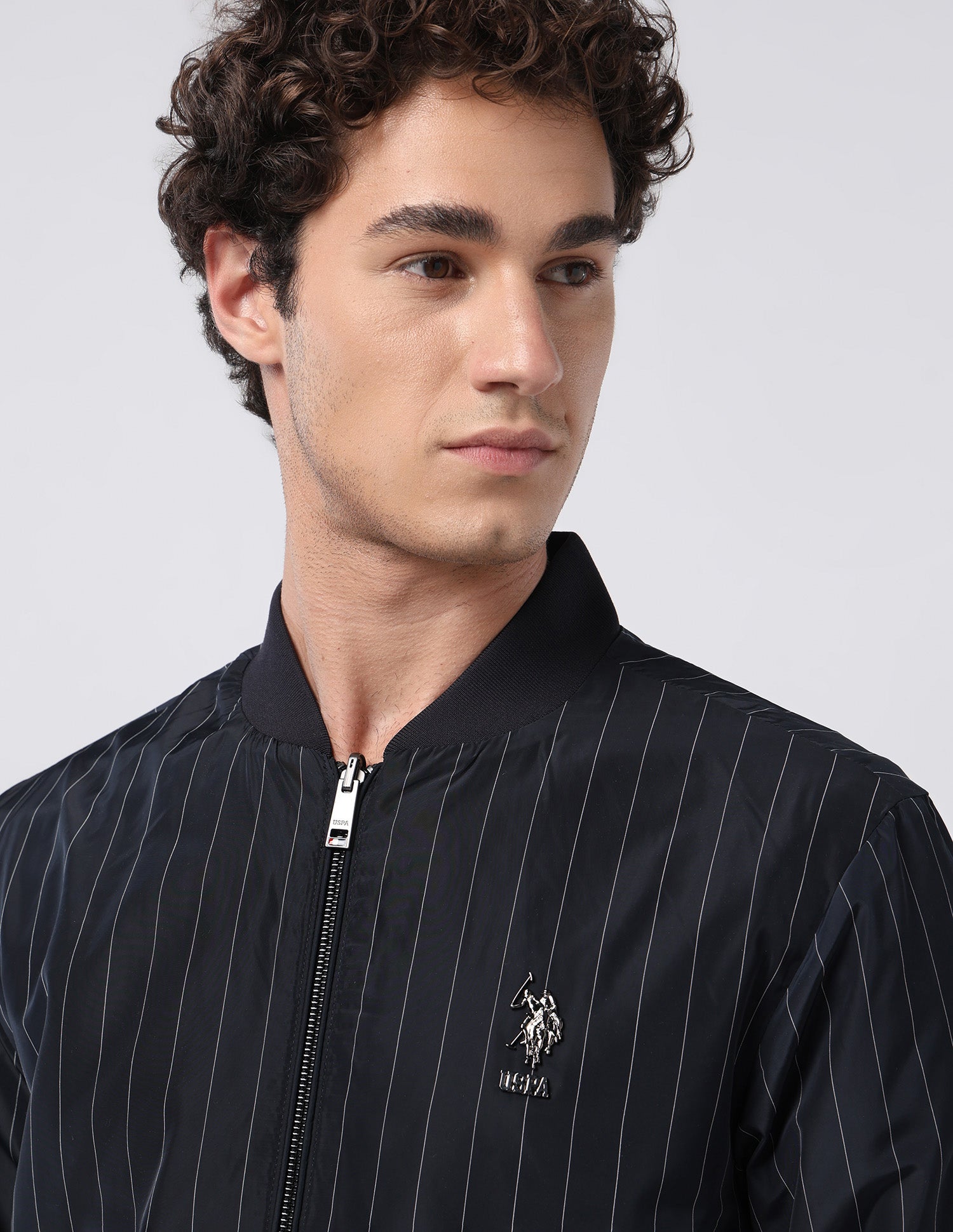 Vertical Striped Bomber Jacket Navy - U.S. Polo Assn. India | Large