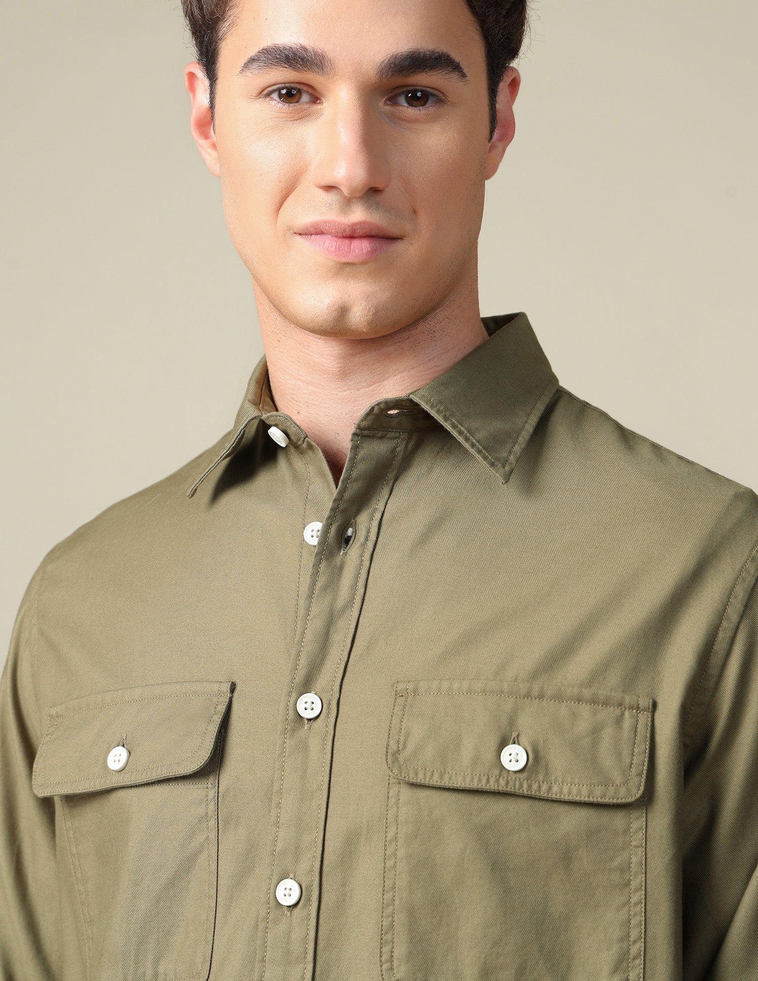 Twill Regular Fit Shirt Khaki - U.S. Polo Assn. India | Large