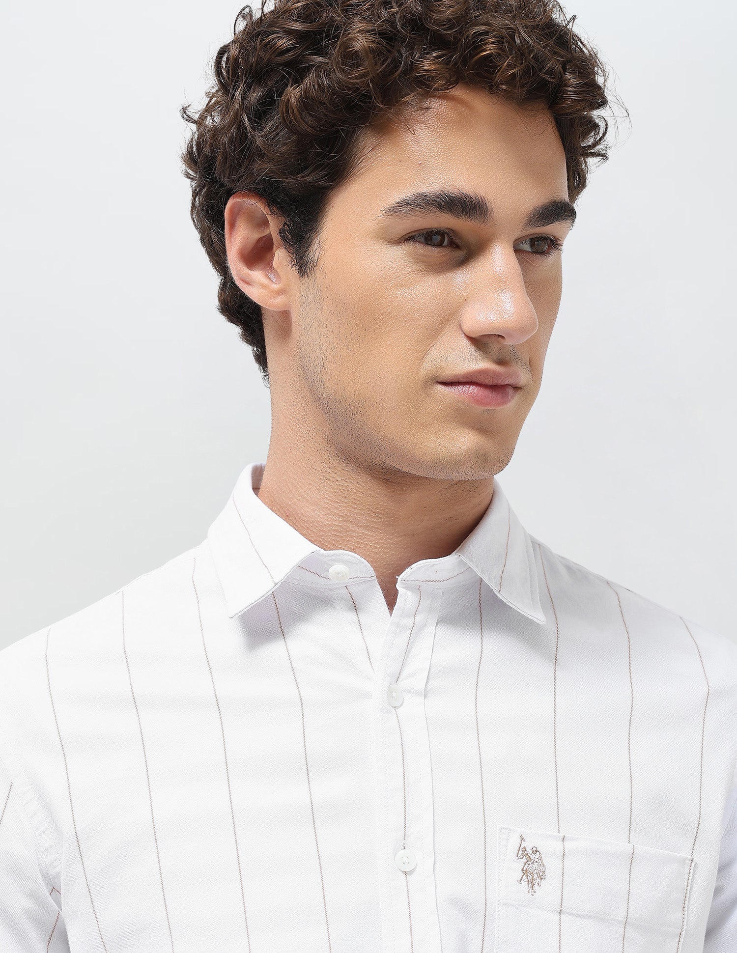 Vertical Striped Oxford Shirt Beige - U.S. Polo Assn. India | Large