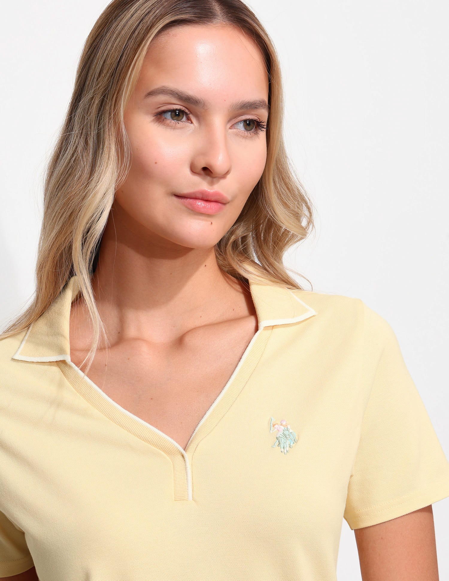 Half Collar Solid Polo Shirt Yellow - U.S. Polo Assn. India | Large