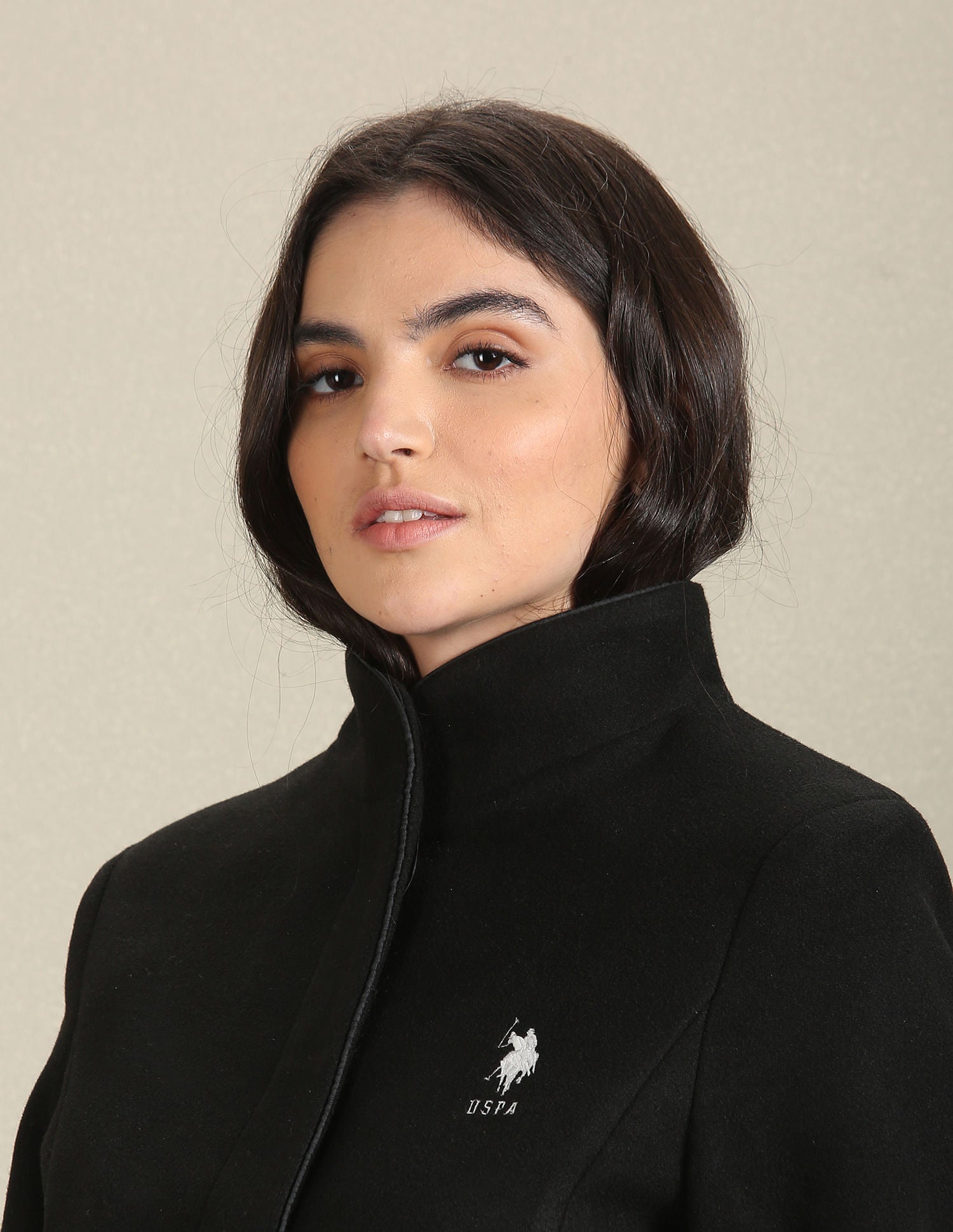 Belted Solid Jacket Black - U.S. Polo Assn. India | Large