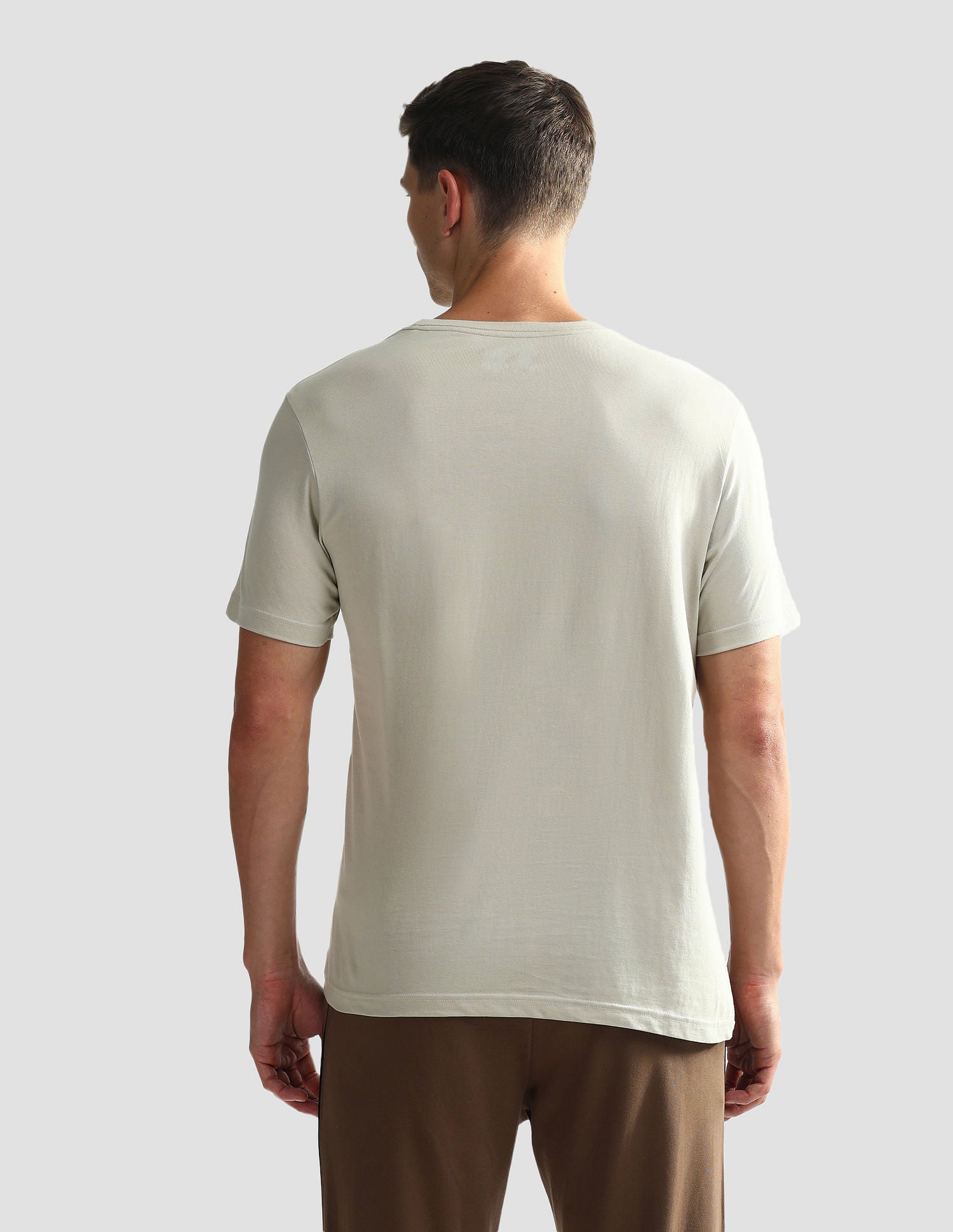 Brand Print Cotton OEE02 Lounge T-Shirt - Pack Of 2 Pastle Green and Grey Mel - U.S. POLO ASSN. | Large