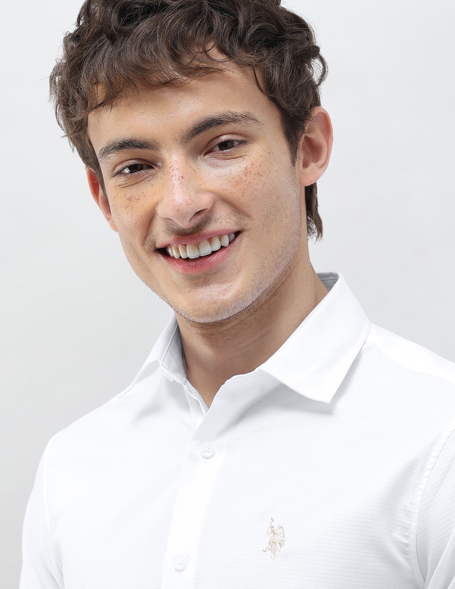 Textured Regular Fit Shirt White - U.S. Polo Assn. India | Large