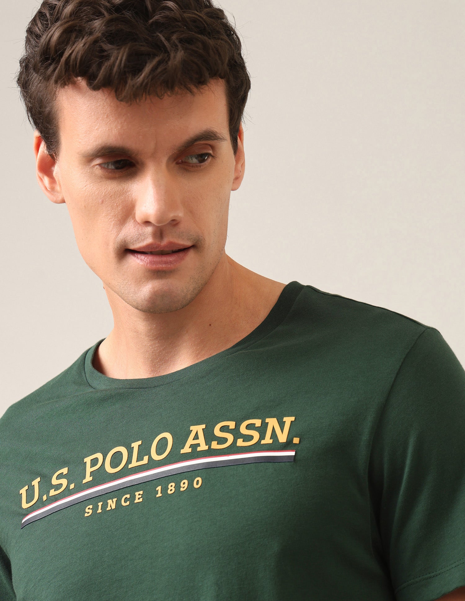 Brand Embossed Regular Fit T-Shirt Dark Green - U.S. Polo Assn. India | Large