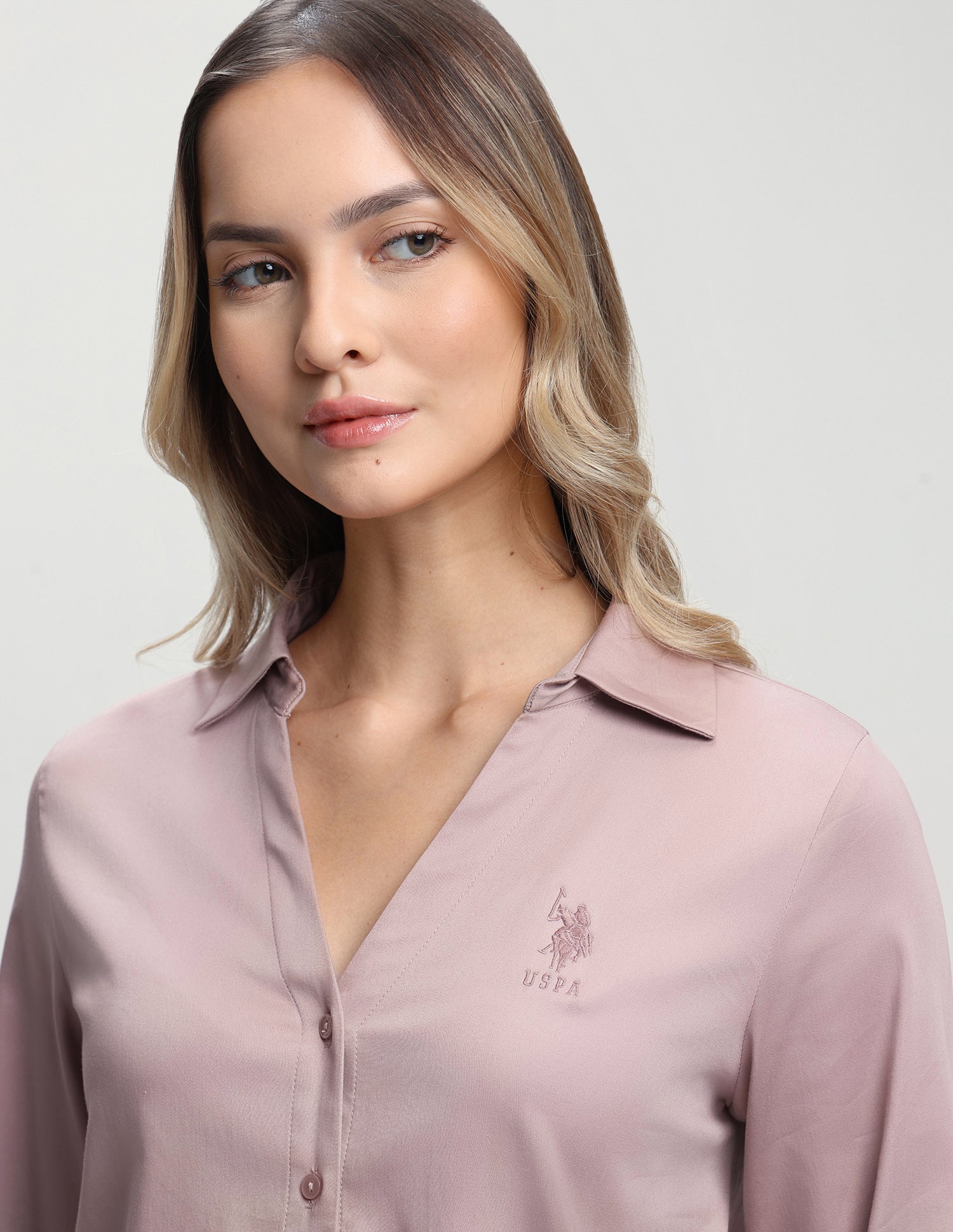 Solid Regular Fit Shirt Mauvish Pink - U.S. Polo Assn. India | Large