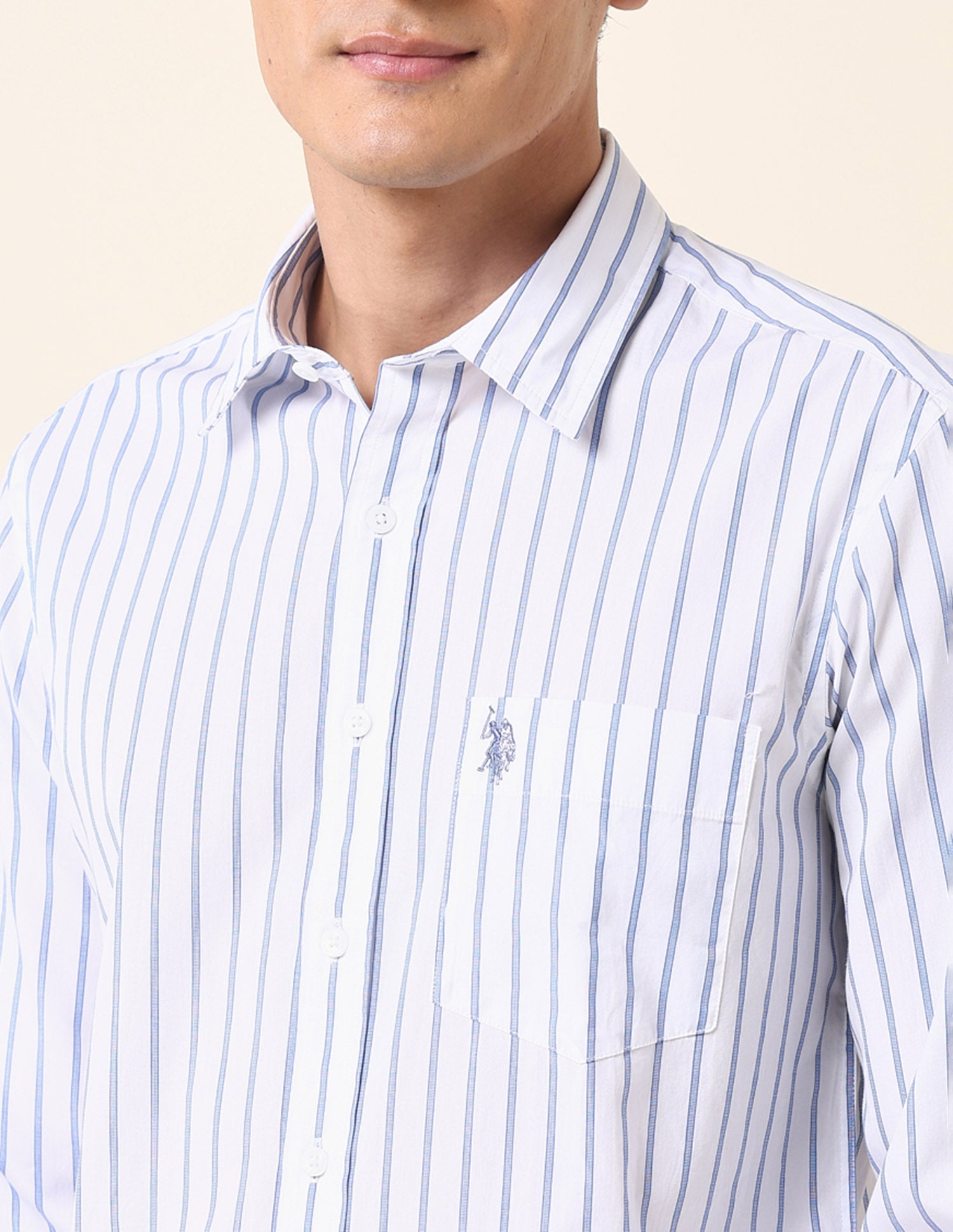 Vertical Striped Tailored Fit Shirt Blue - U.S. Polo Assn. India | Large