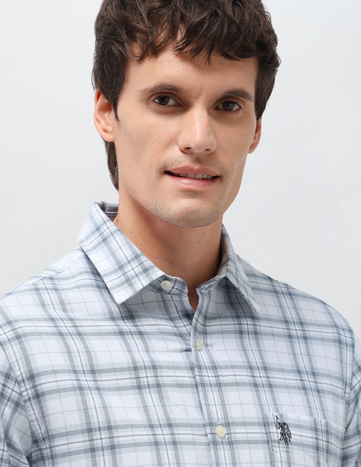 Tartan Checked Oxford Shirt Grey - U.S. Polo Assn. India | Large
