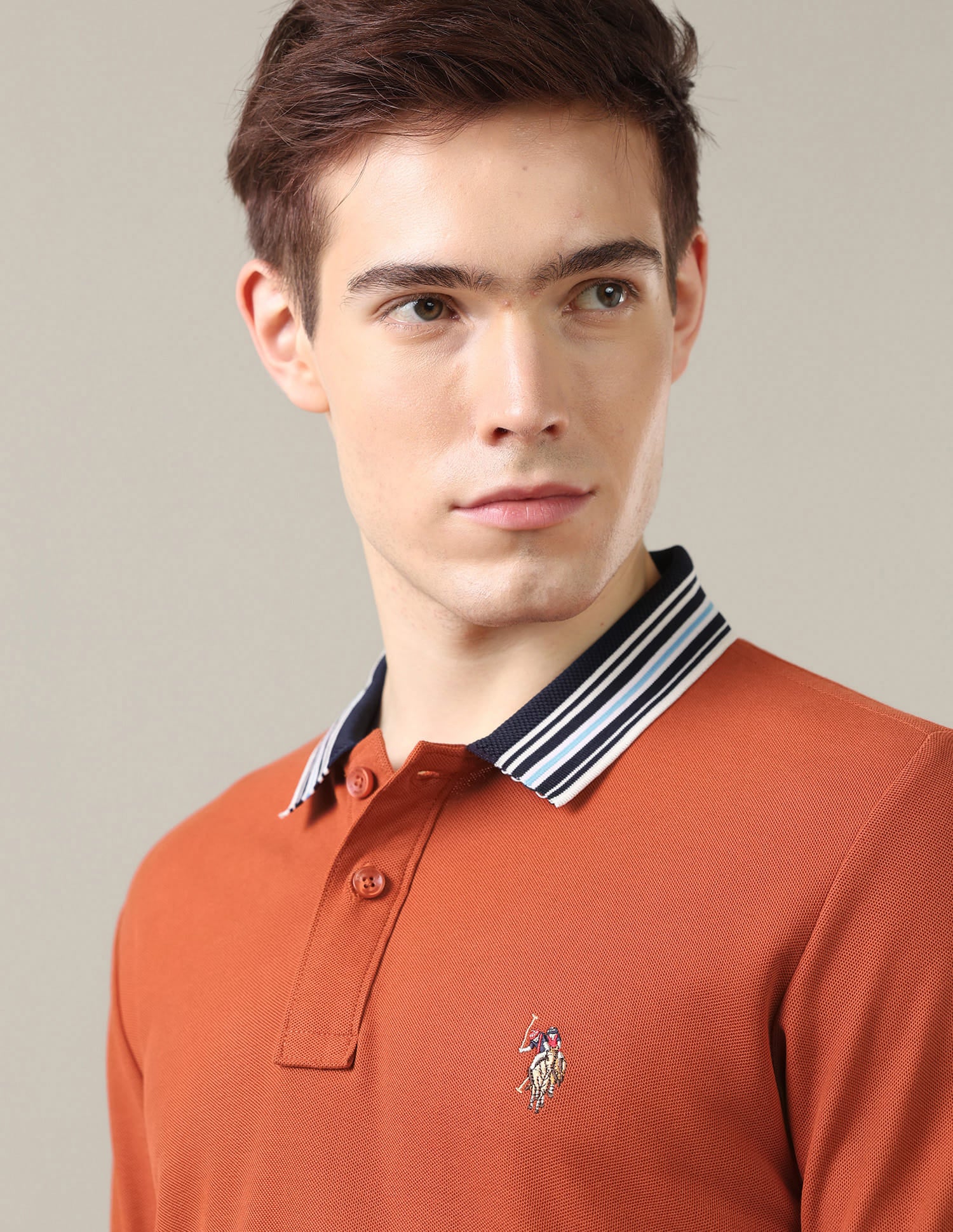 Solid Slim Fit Polo Shirt Orange - U.S. Polo Assn. India | Large