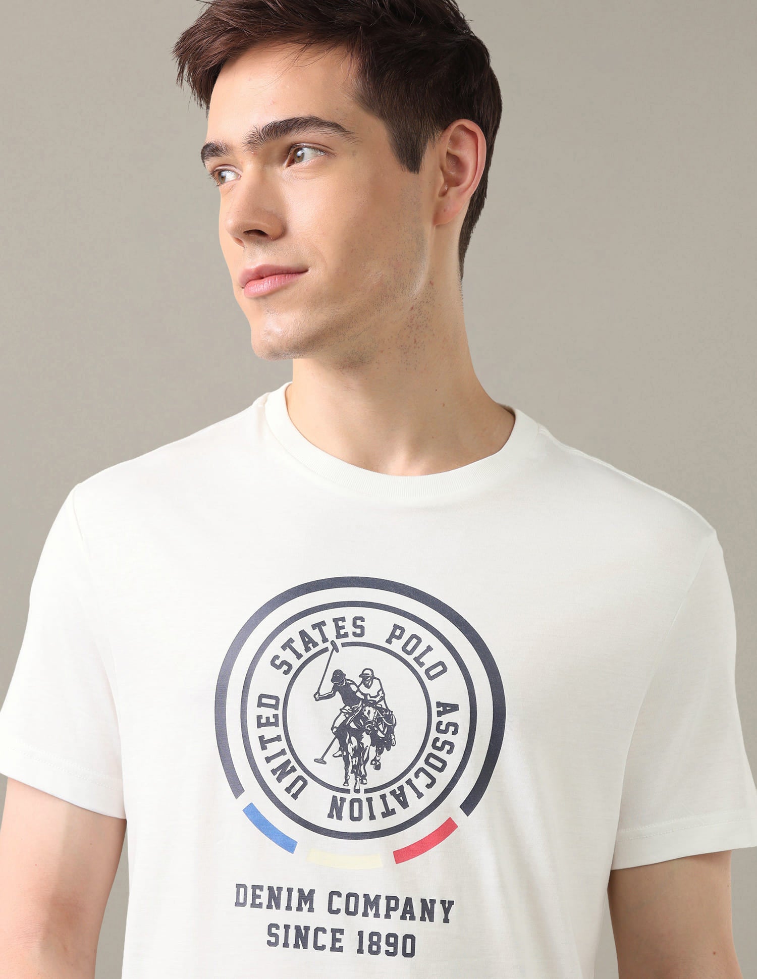 Graphic Brand Printed Regular Fit T-Shirt White - U.S. Polo Assn. India | Large