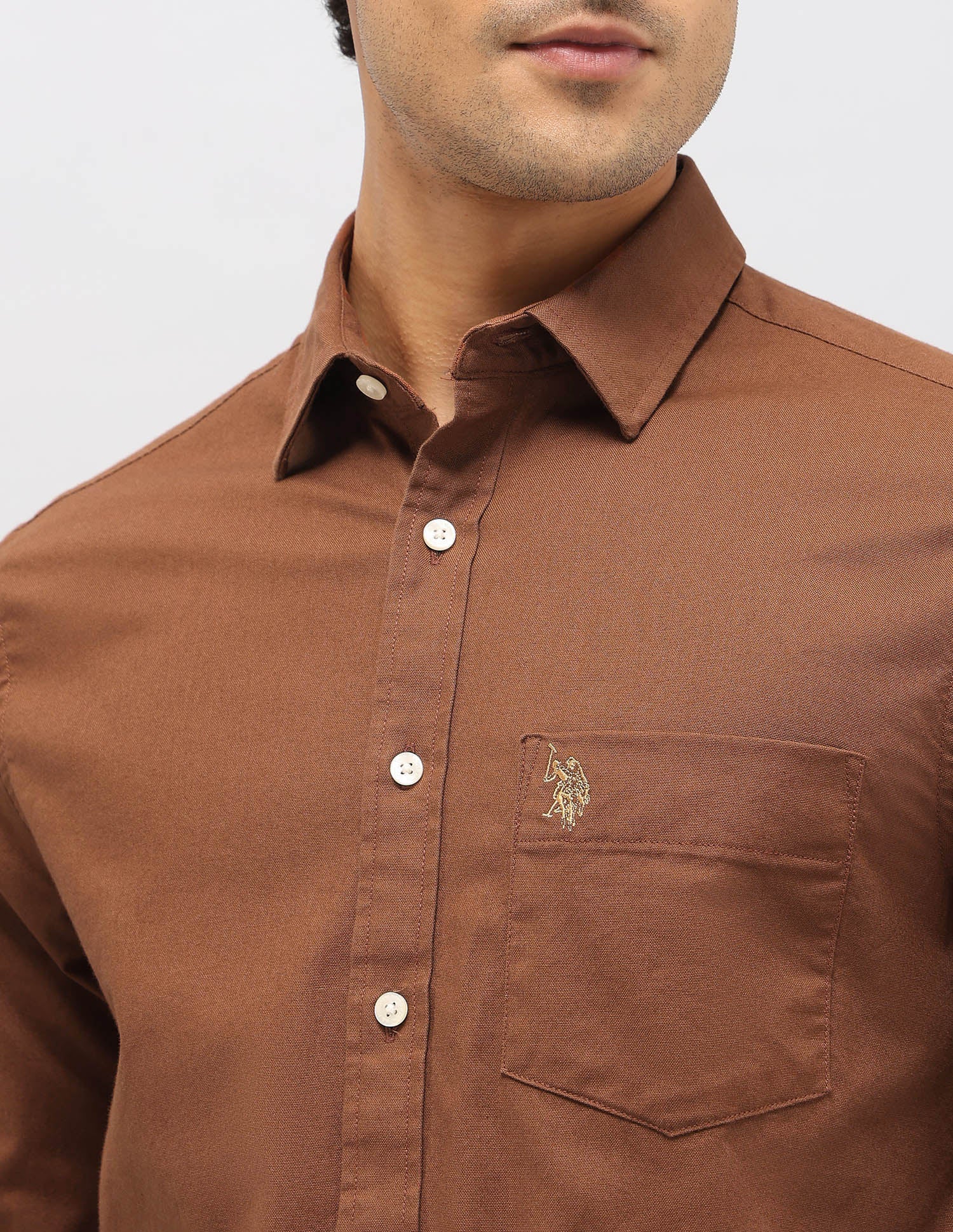Tailored Fit Oxford Shirt Rust - U.S. Polo Assn. India | Large