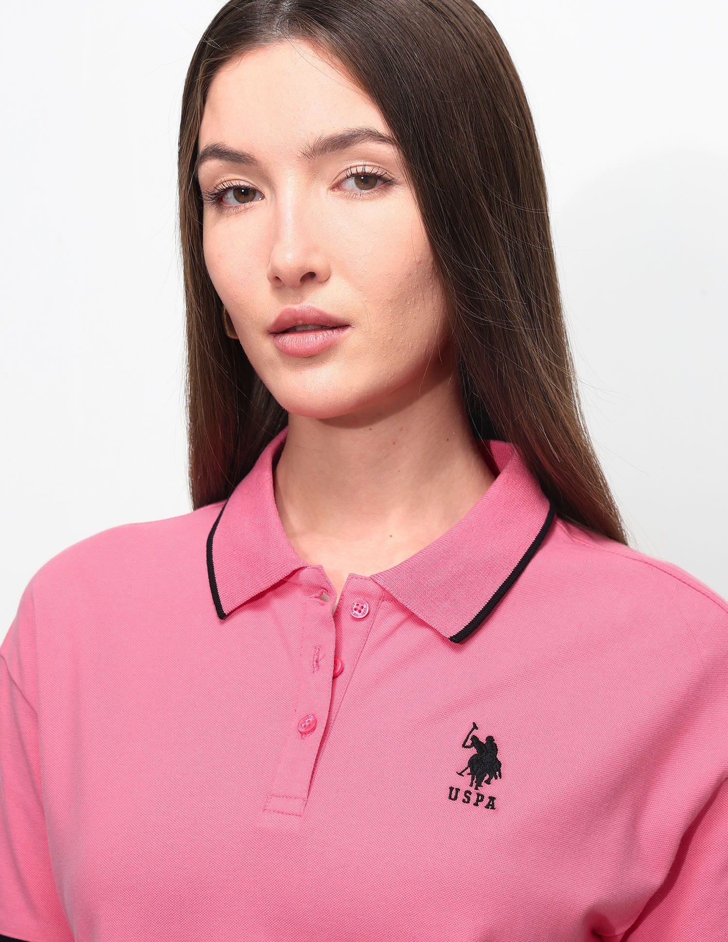 Boxy Fit Cropped Polo Shirt Pink - U.S. Polo Assn. India | Large