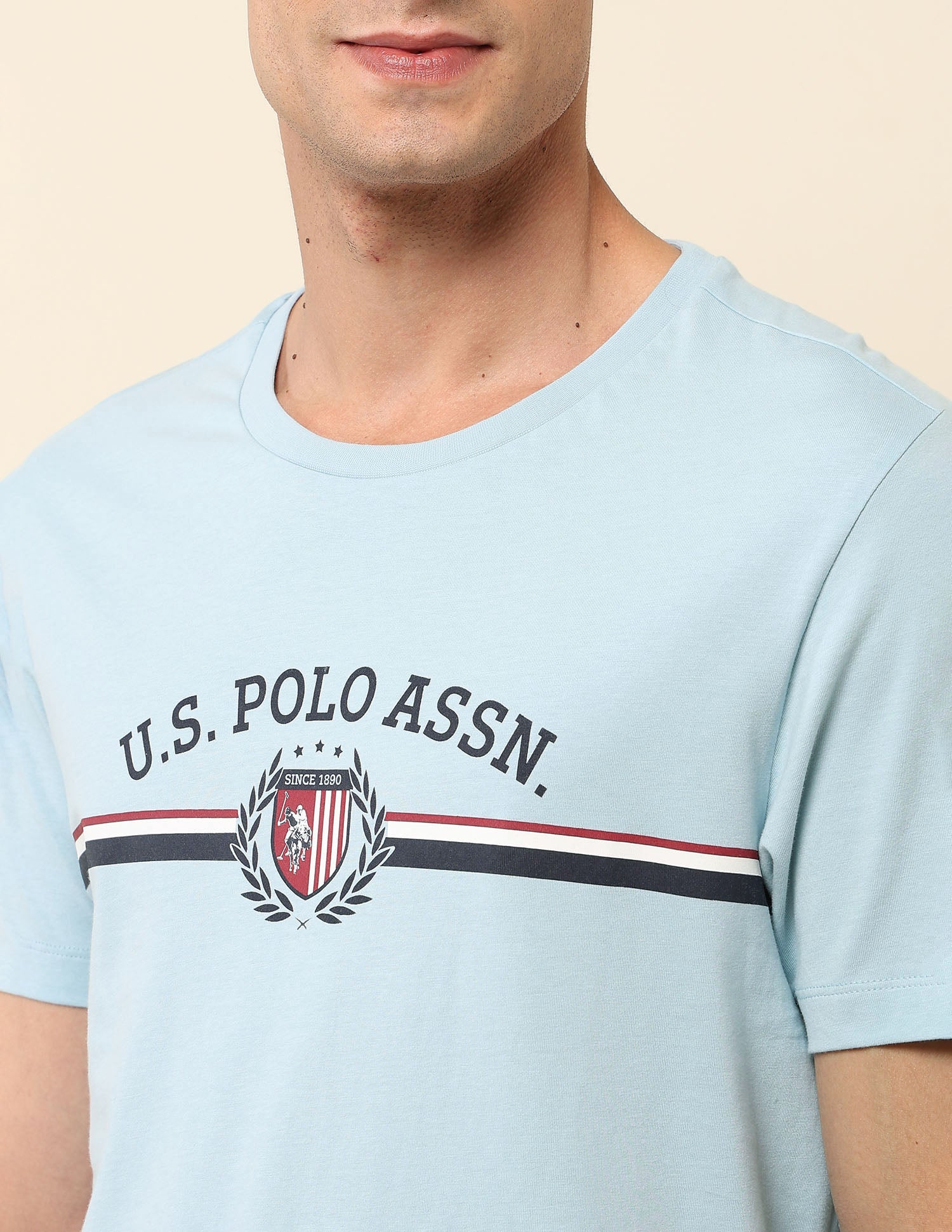 Pure Cotton Slim Fit T-Shirt Light Blue - U.S. Polo Assn. India | Large