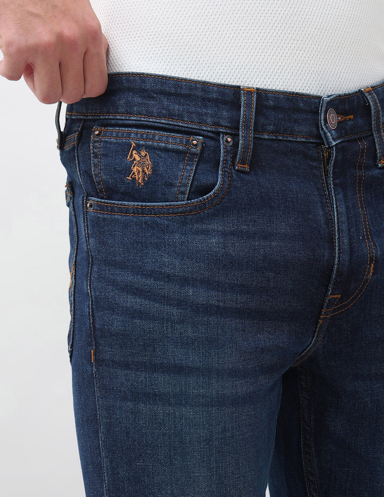 Regallo Skinny Fit Blue Jeans Mid Blue - U.S. Polo Assn. India | Large