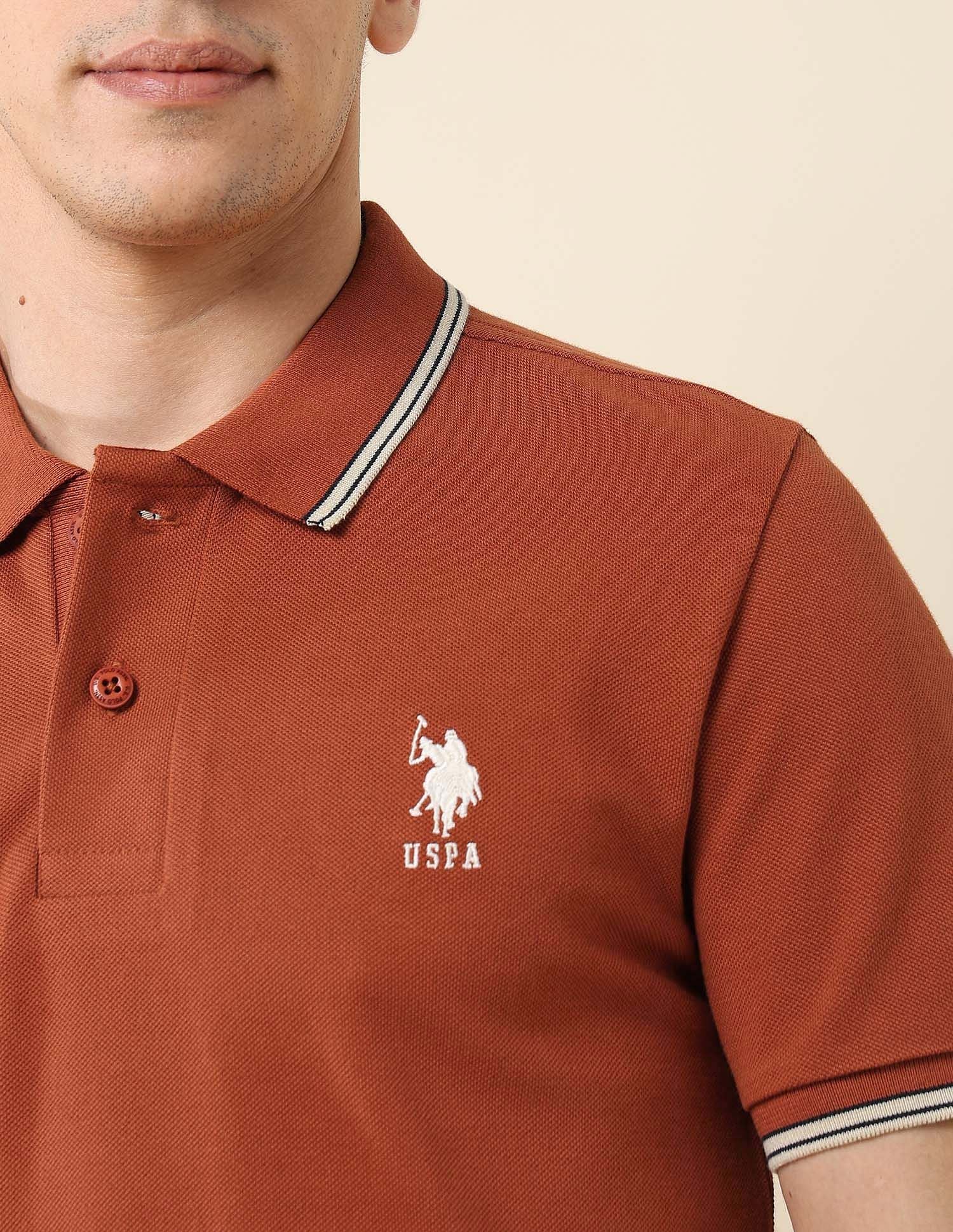 Solid Slim Fit Polo Shirt Rust - U.S. Polo Assn. India | Large