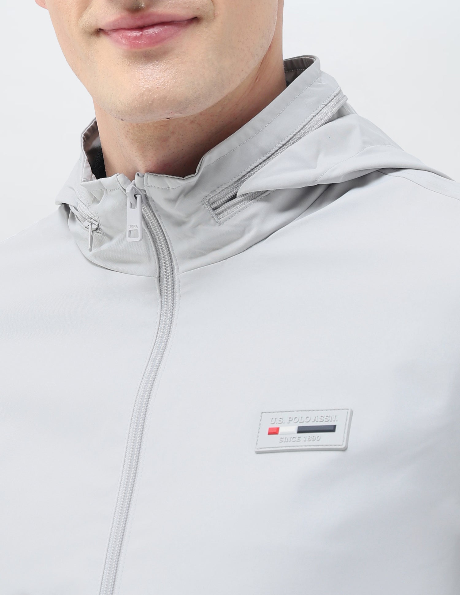 Regular Fit Solid Packable Hood Jacket Grey - U.S. Polo Assn. India | Large