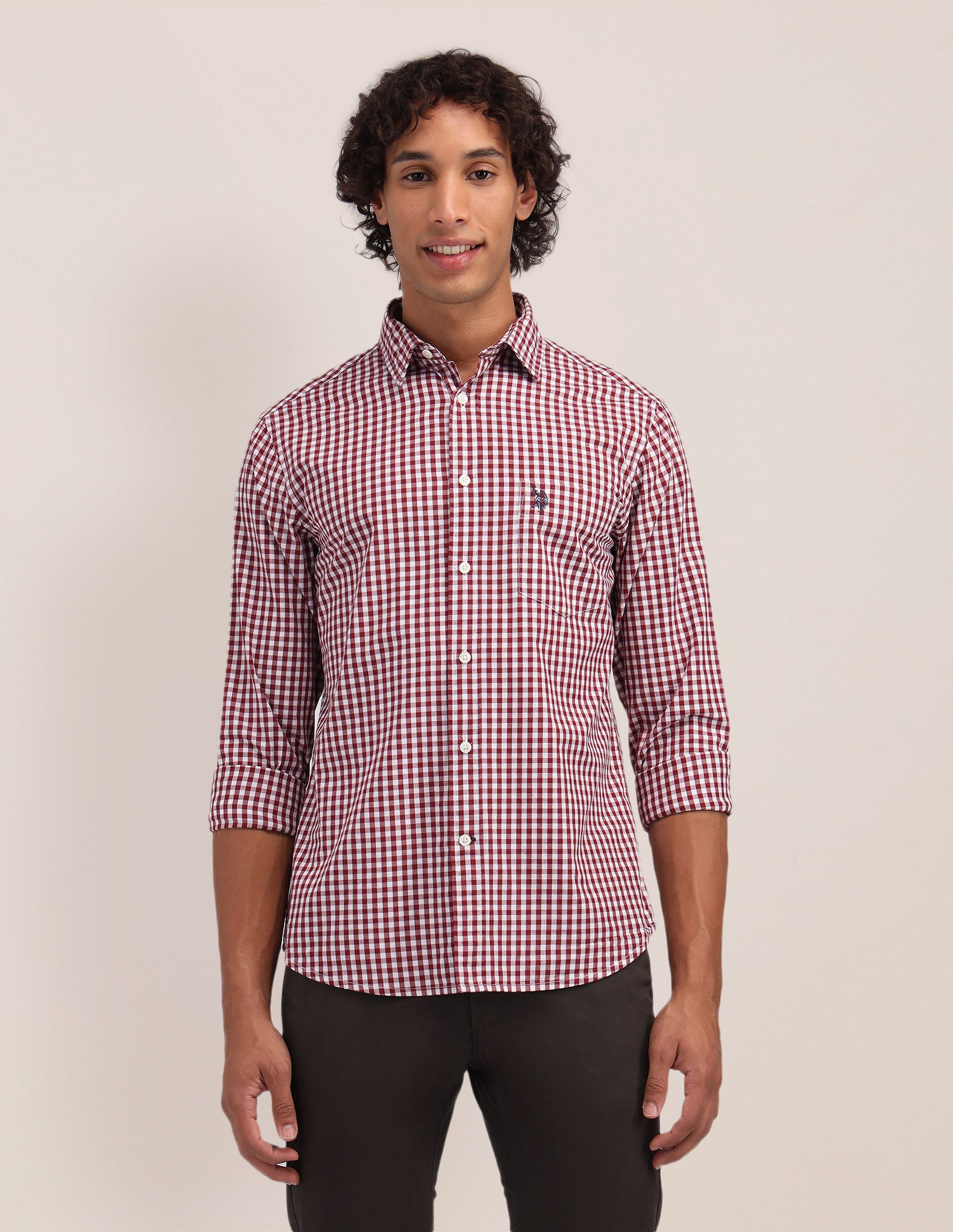 Buffalo Checked Poplin Shirt Maroon - U.S. Polo Assn. India | Large