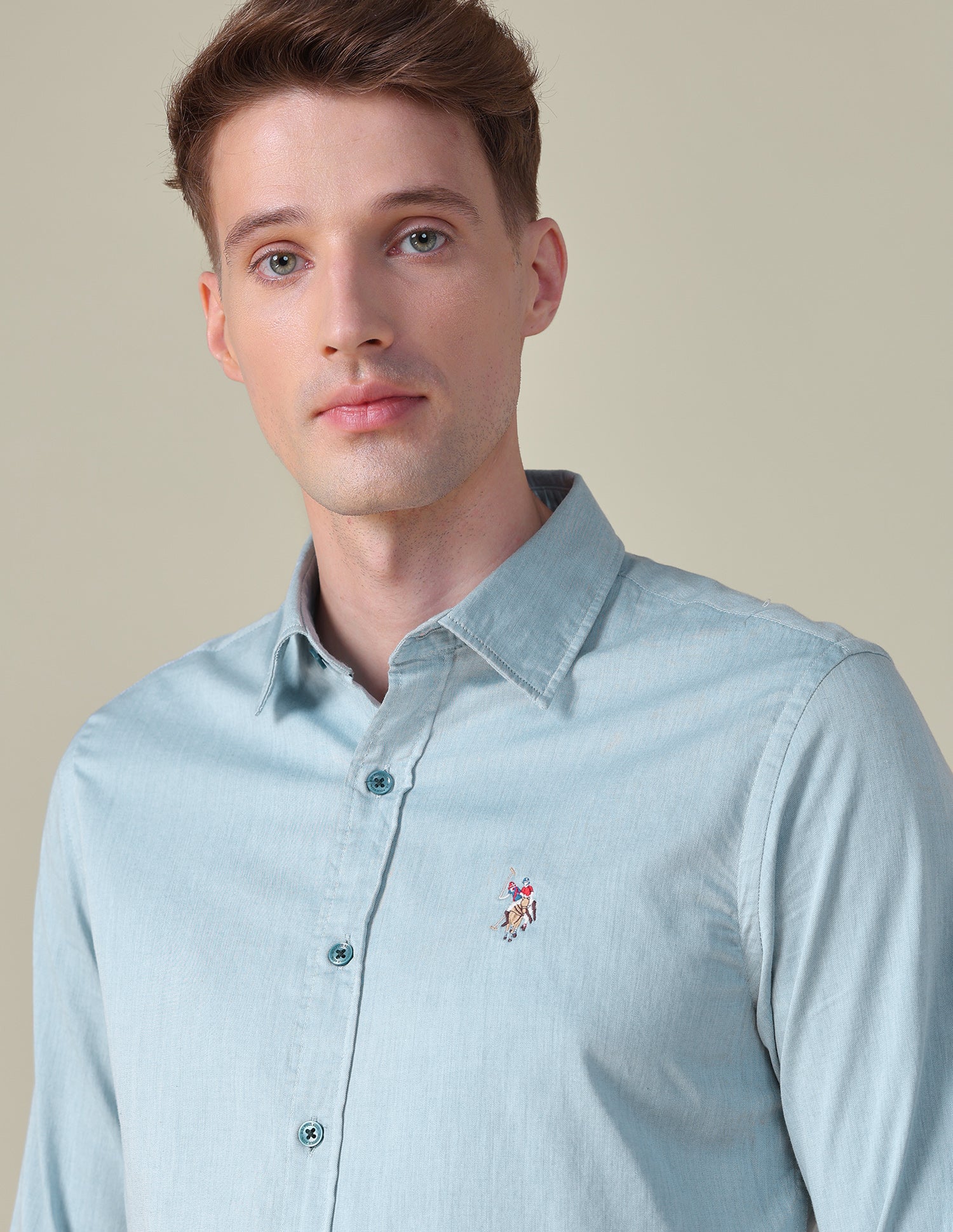 Twill Tailored Fit Shirt Light Green - U.S. POLO ASSN. | Large