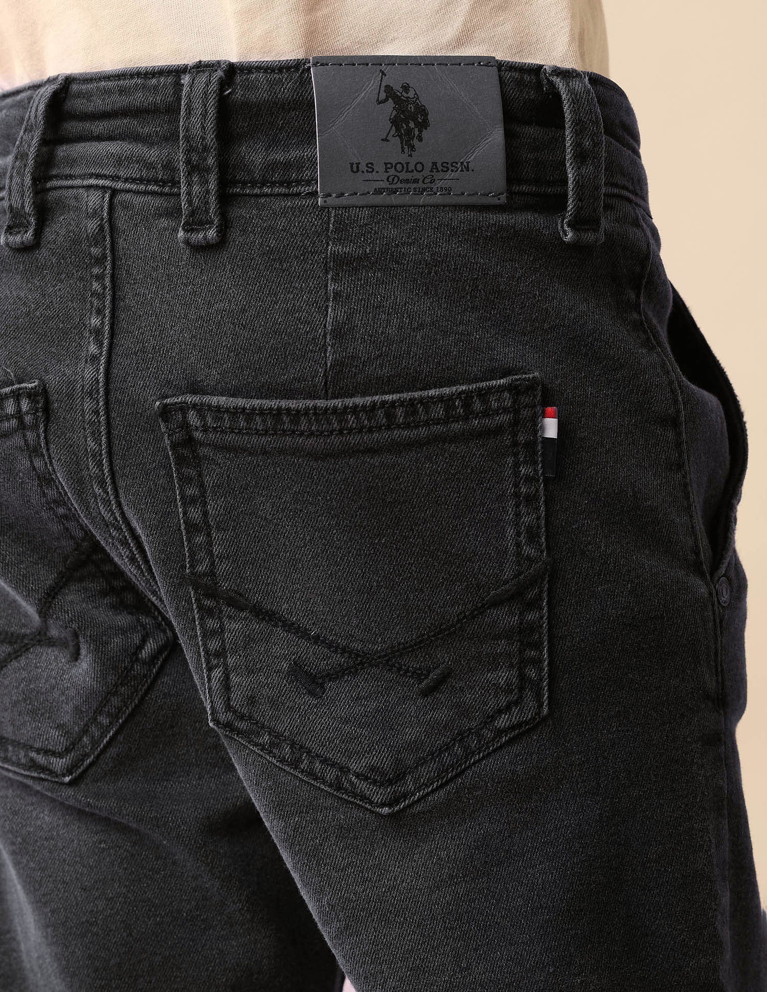 Boys Stone Washed Relaxed Fit Jeans Black - U.S. POLO ASSN. | Large