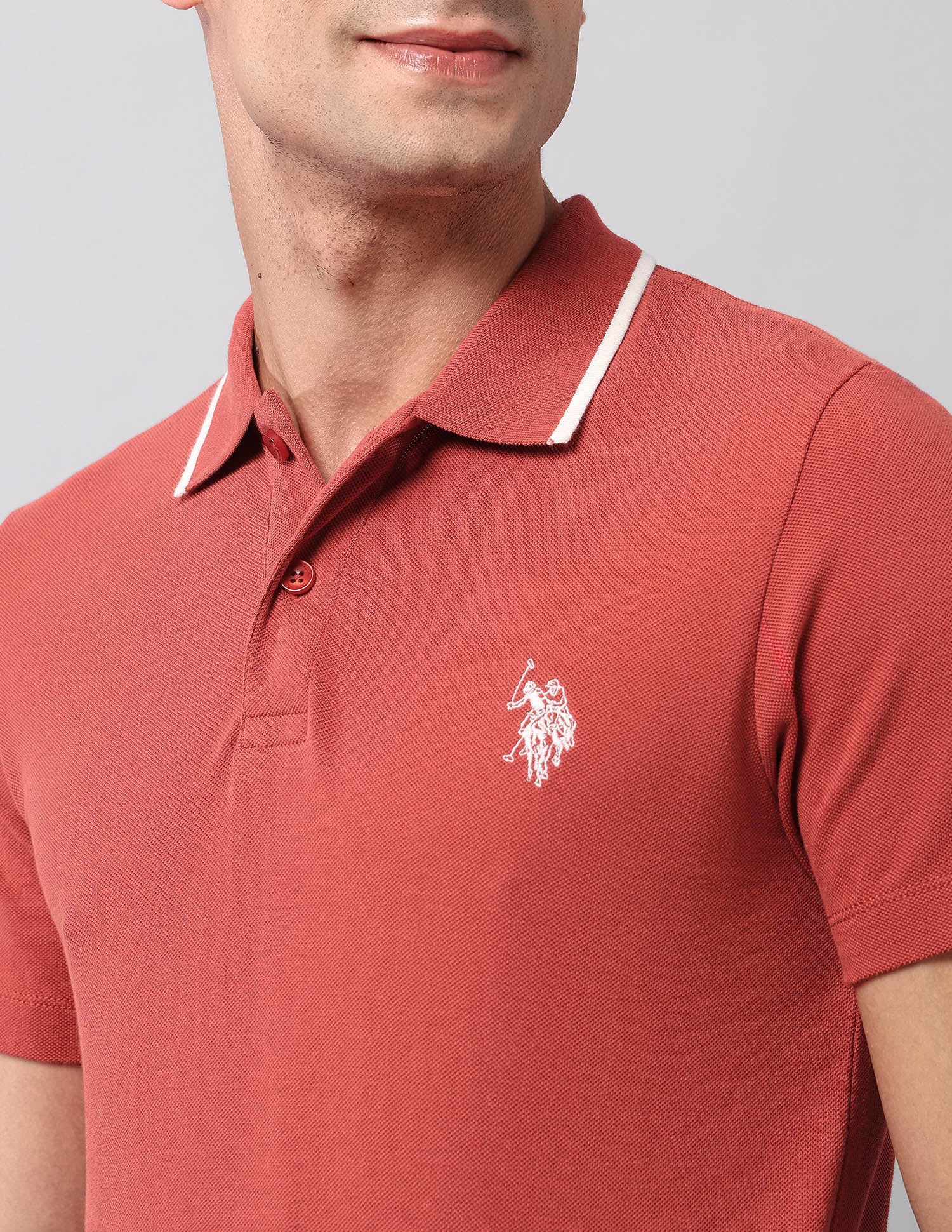 Pure Cotton Muscle Fit Polo Shirt Red - U.S. Polo Assn. India | Large