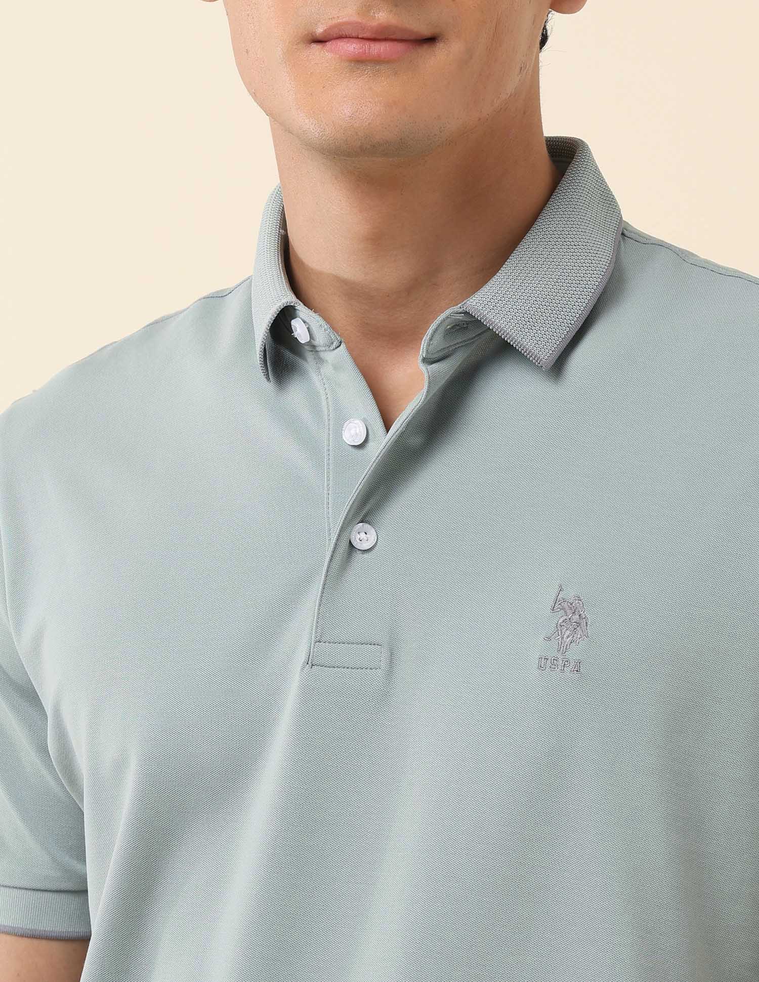 Solid Slim Fit Polo Shirt Light Green - U.S. Polo Assn. India | Large