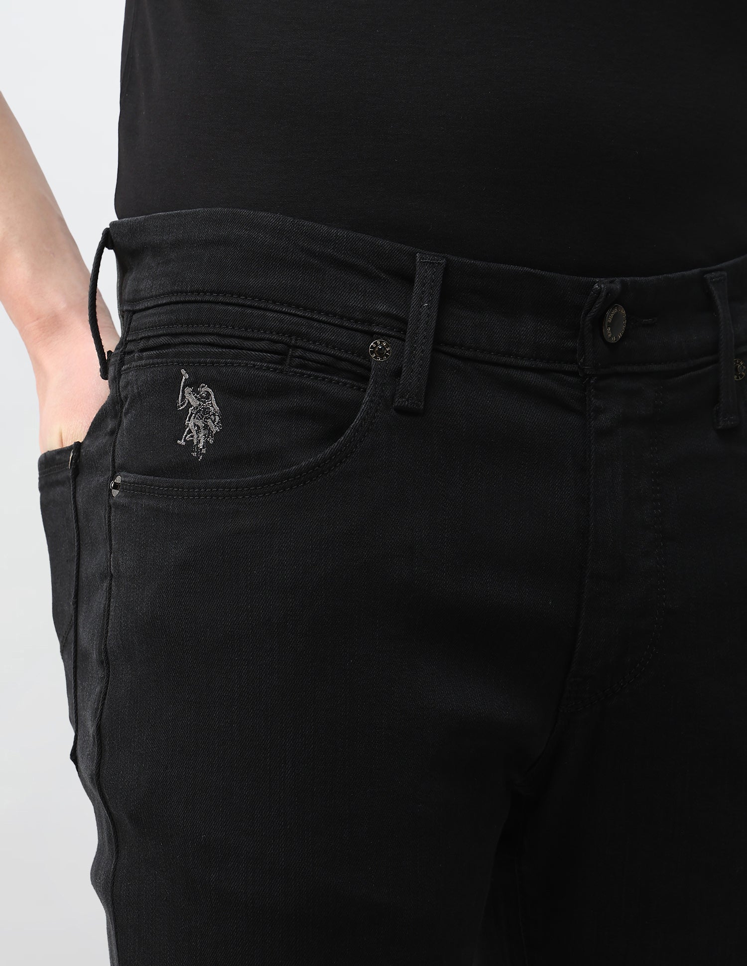 Brandon Slim Tapered Fit Black Jeans Black - U.S. Polo Assn. India | Large